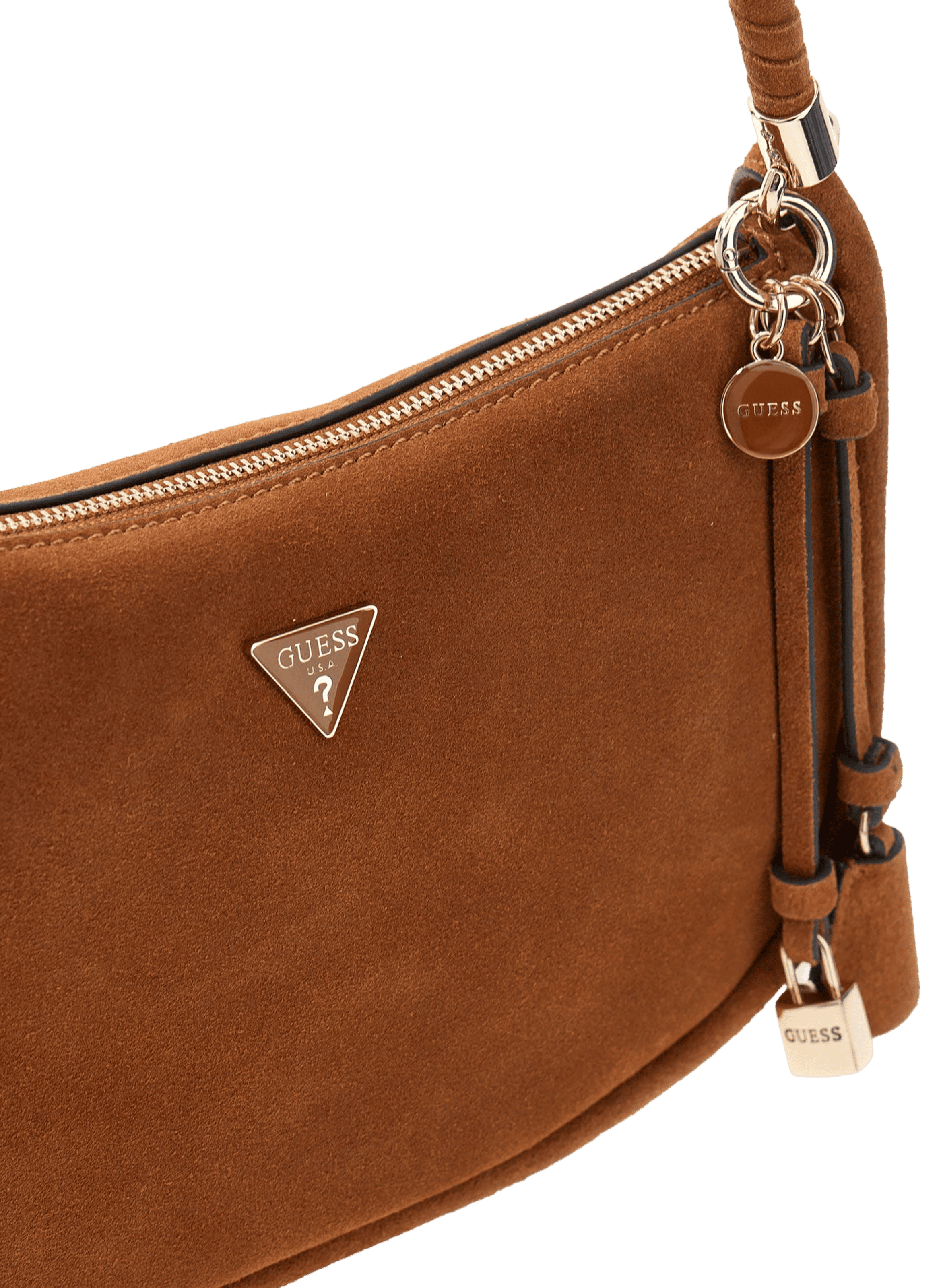 Borsa a mano in pelle grana. GUESS Marrone