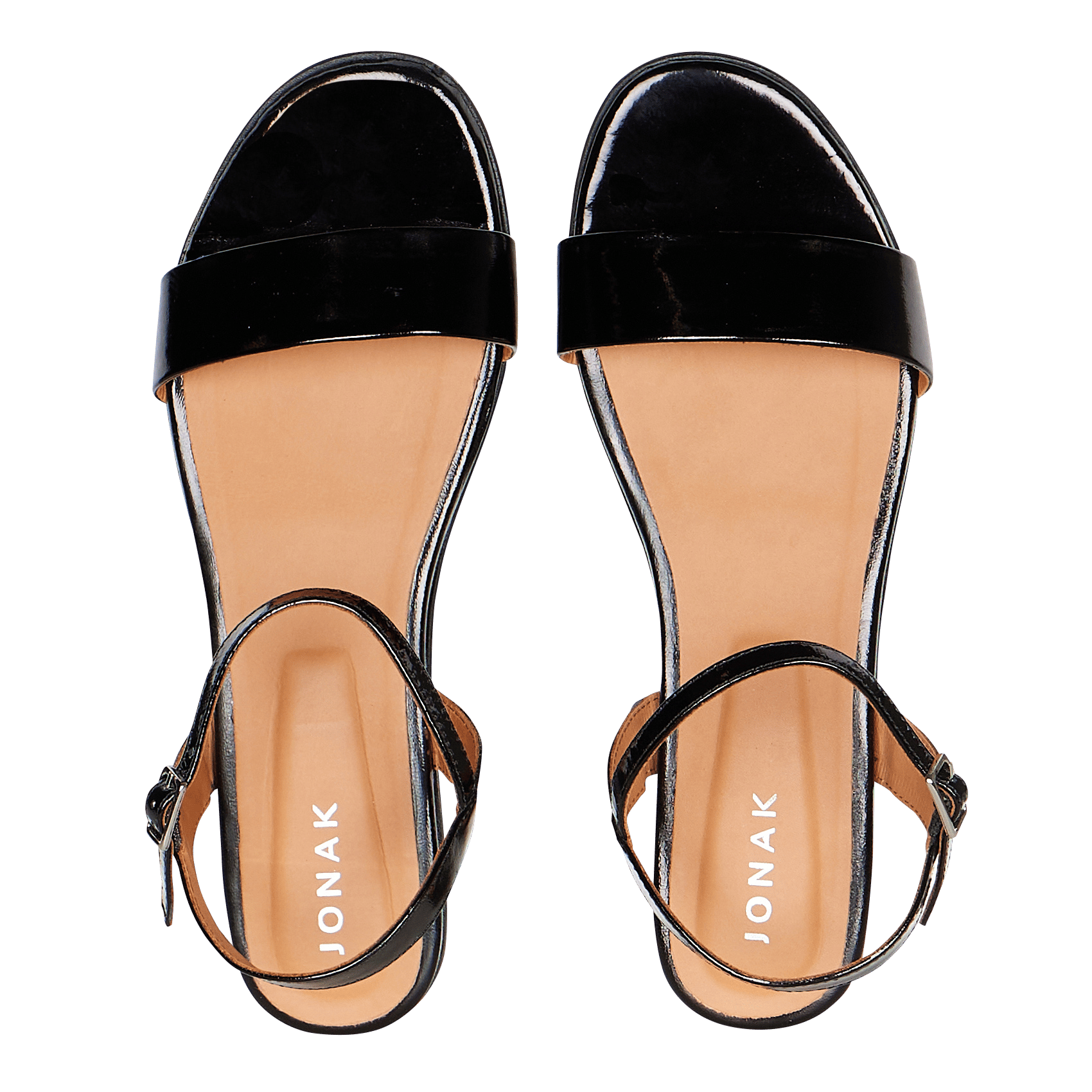 Sandales plates en cuir vernis wagram JONAK Noir