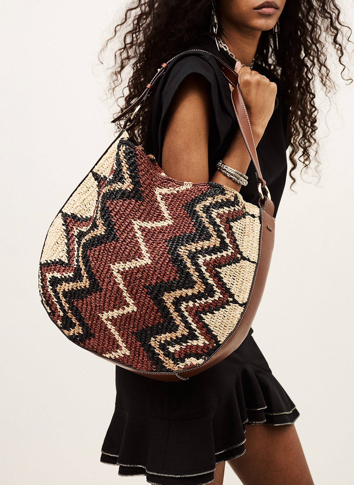 Sac hobo en raphia arya BA&SH Multicolore