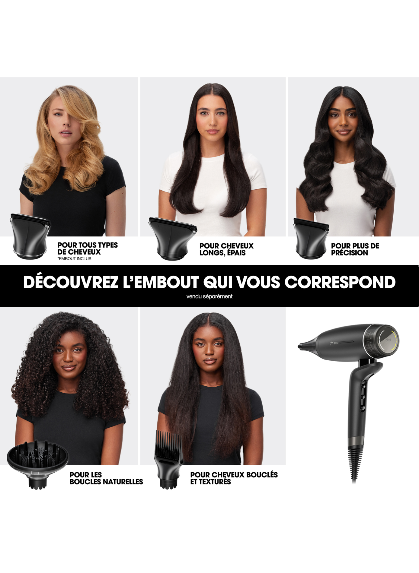 Sèche-cheveux ultra-rapide GHD - Speed noir mat GHD No color