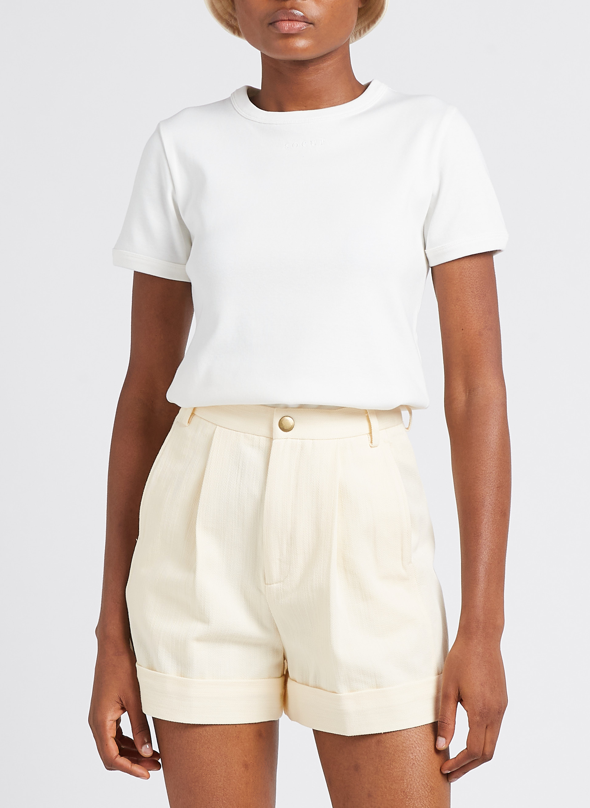 Tee-shirt droit col rond en coton bio aristide SOEUR Blanc