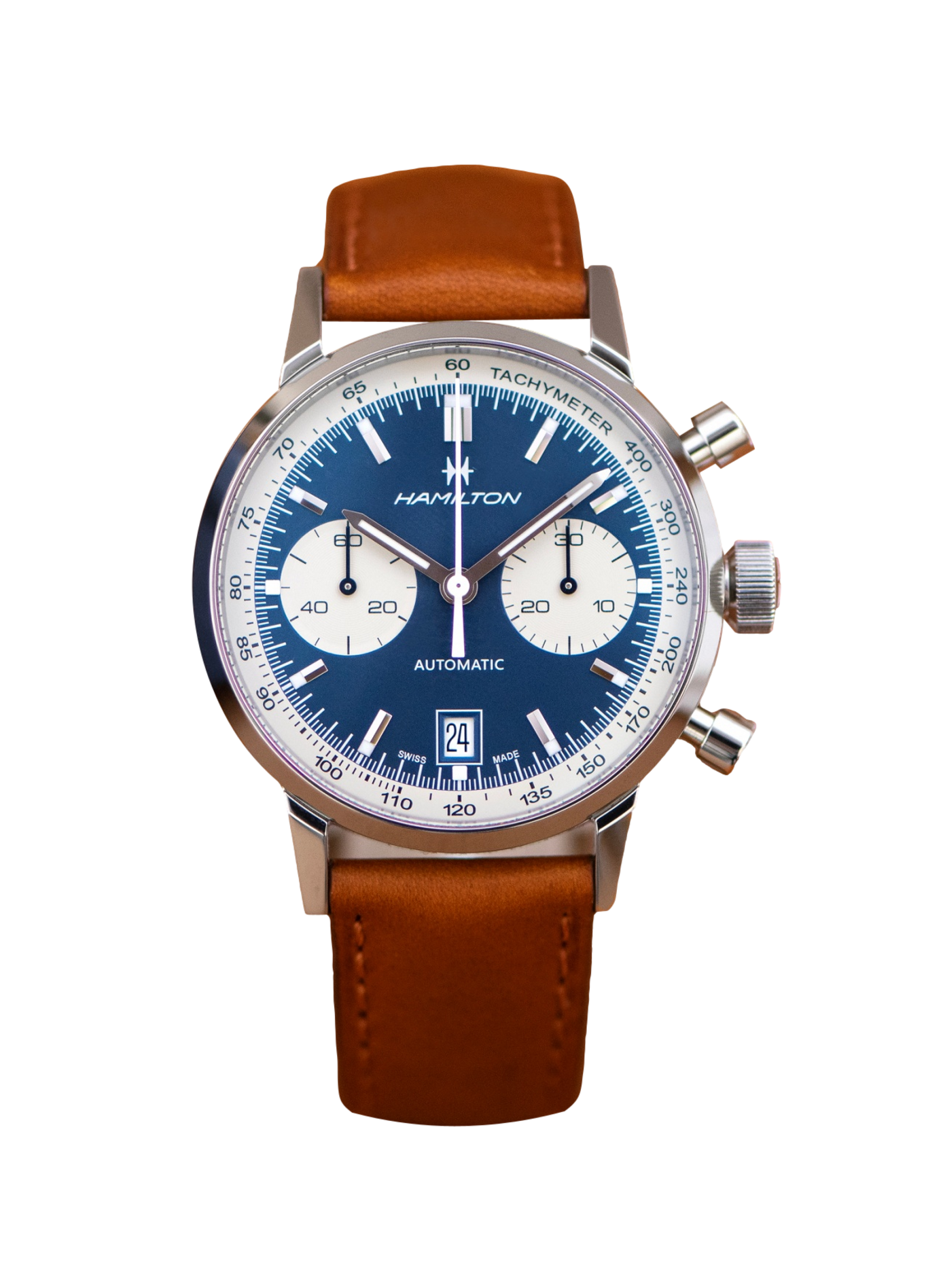 Montre American Classic Intra-Matic en acier inoxydable HAMILTON Bleu