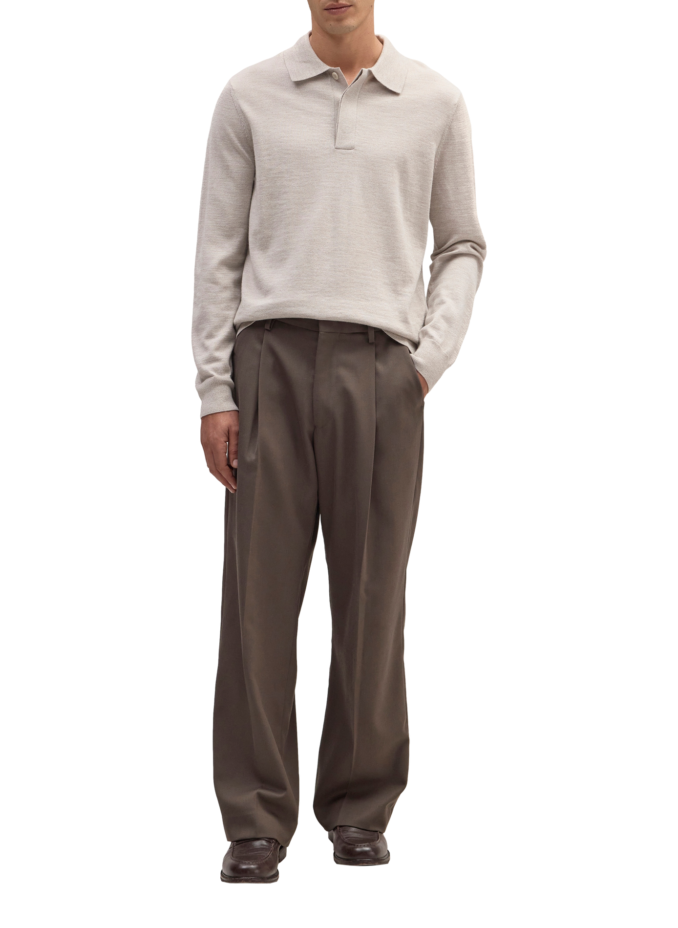 Emerson cotton knit polo sweater NN.07 Beige