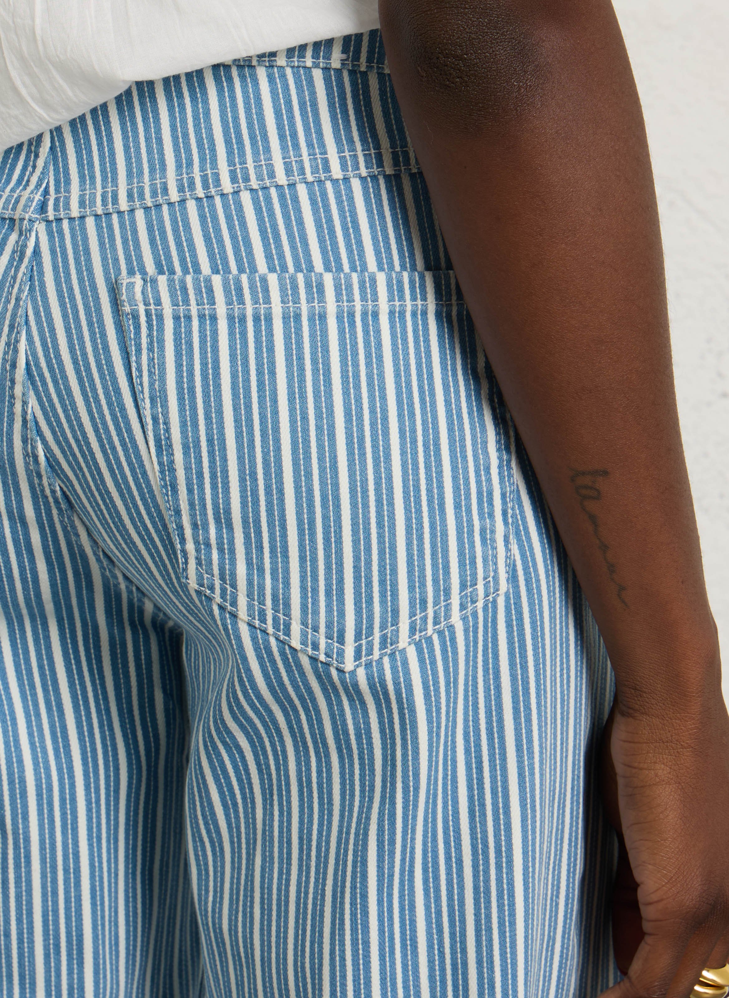 Jean cropped en coton mélangé rayé rosie MAISON 123 Bleu