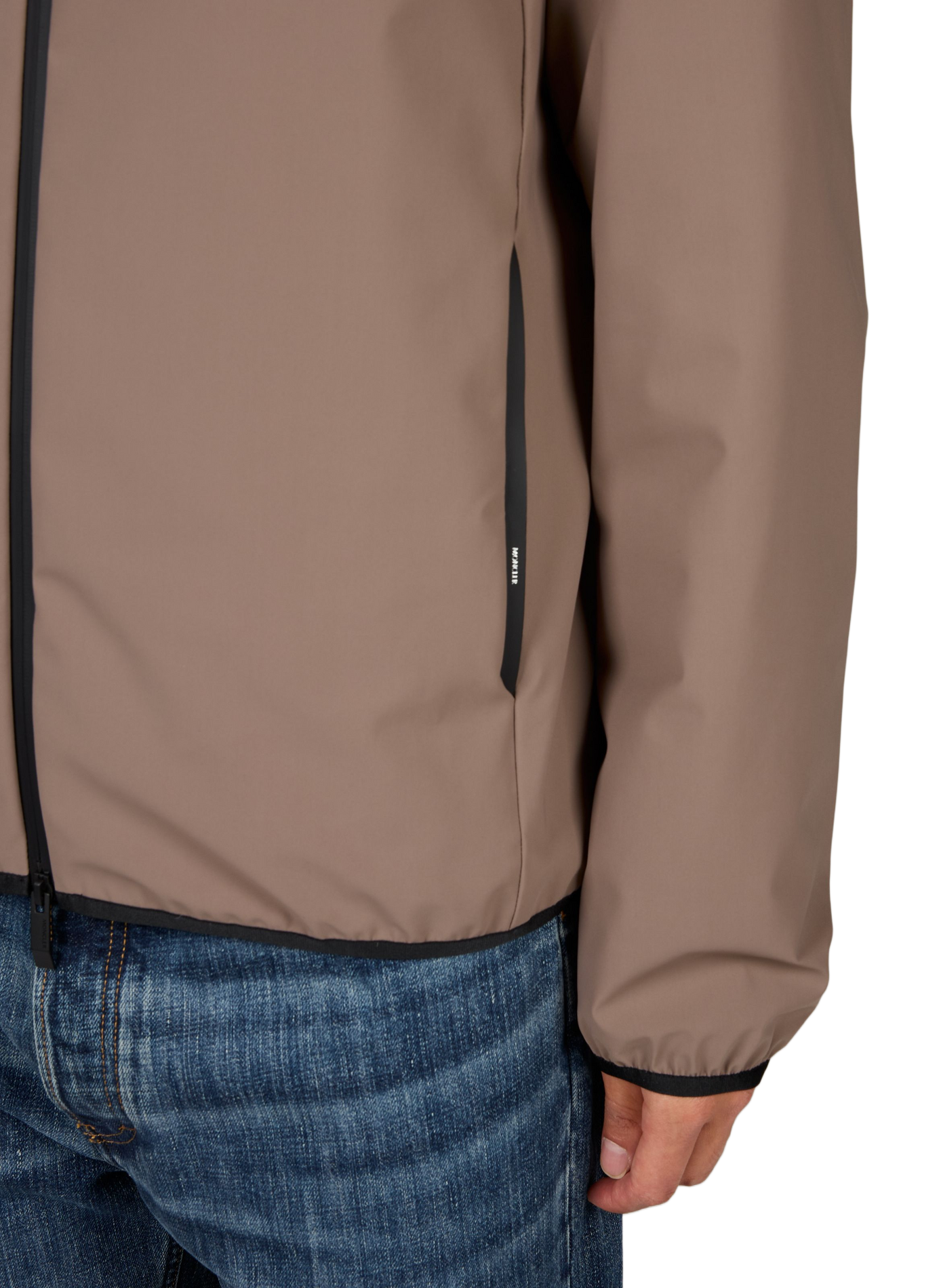 Hooded Puffer Jacket Ciampolin with Elastic Hem MONCLER Beige