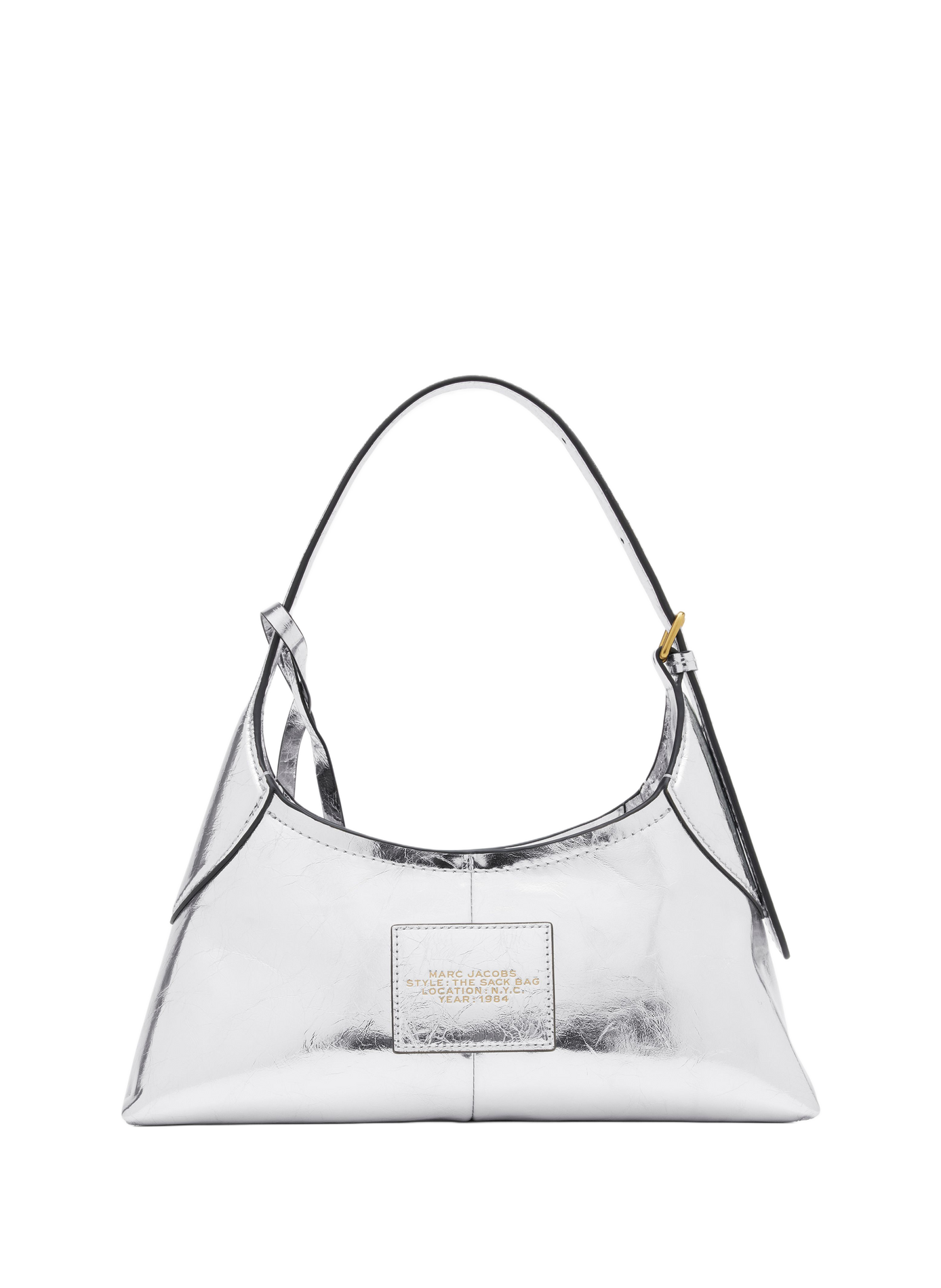 Sac à main The Small Belted Sack en cuir métallisé MARC JACOBS Argent