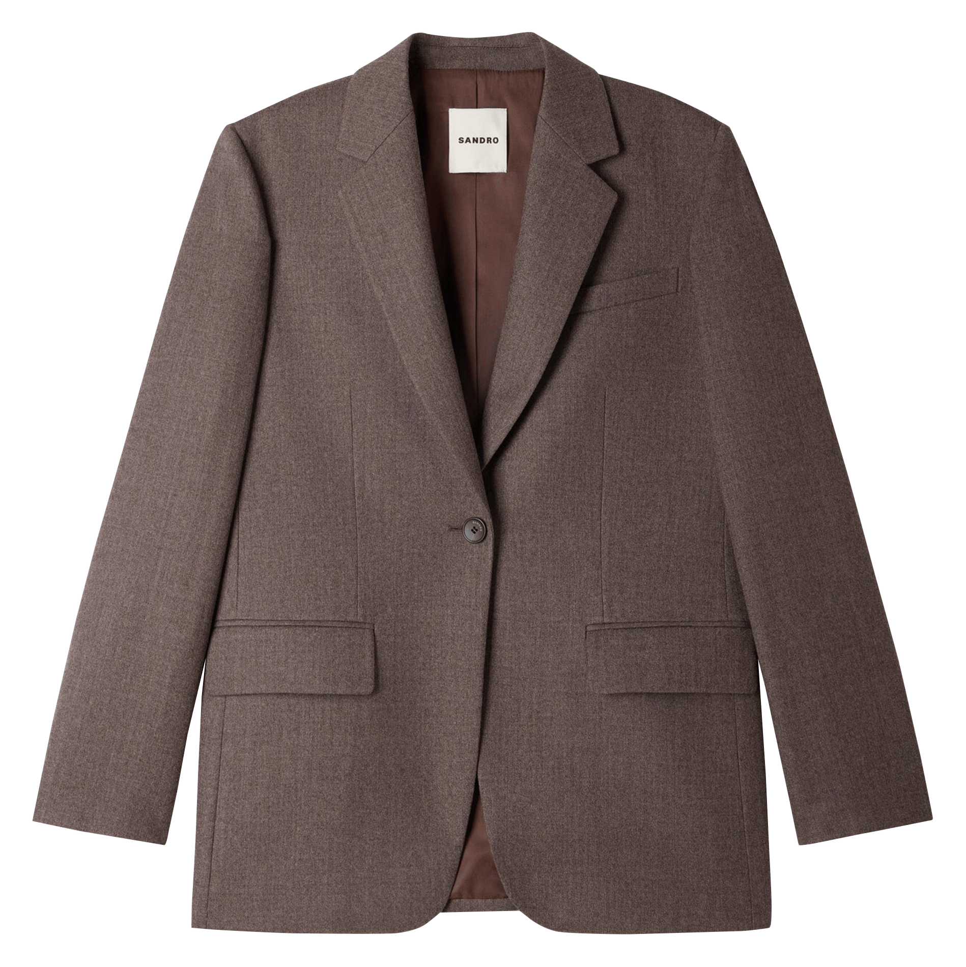 Veste de tailleur droite en laine SANDRO Beige