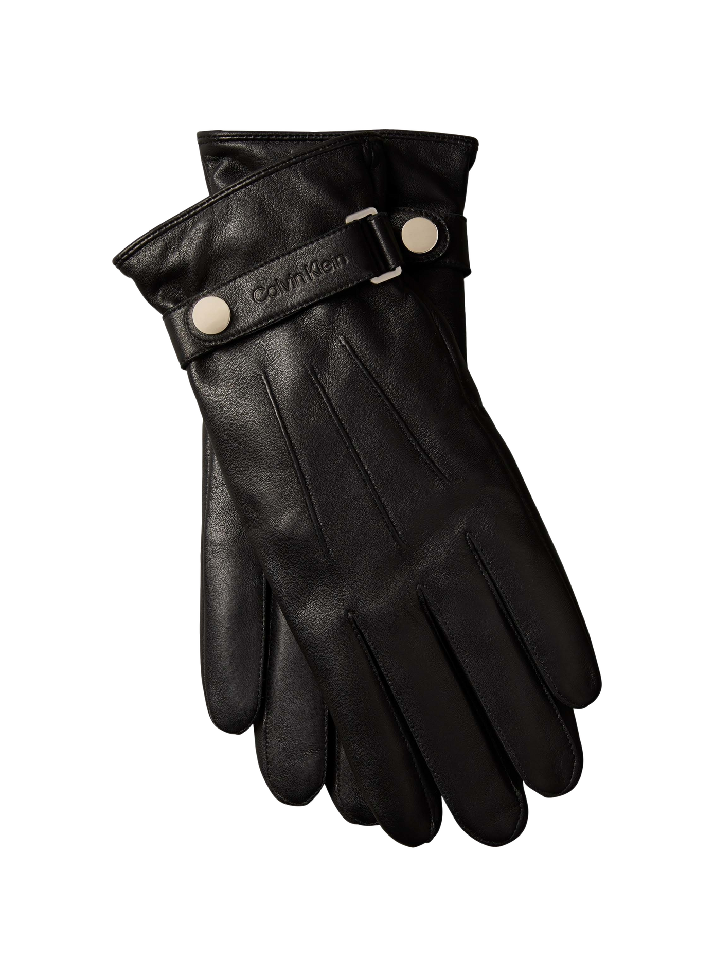 Gants unis en cuir CALVIN KLEIN Noir