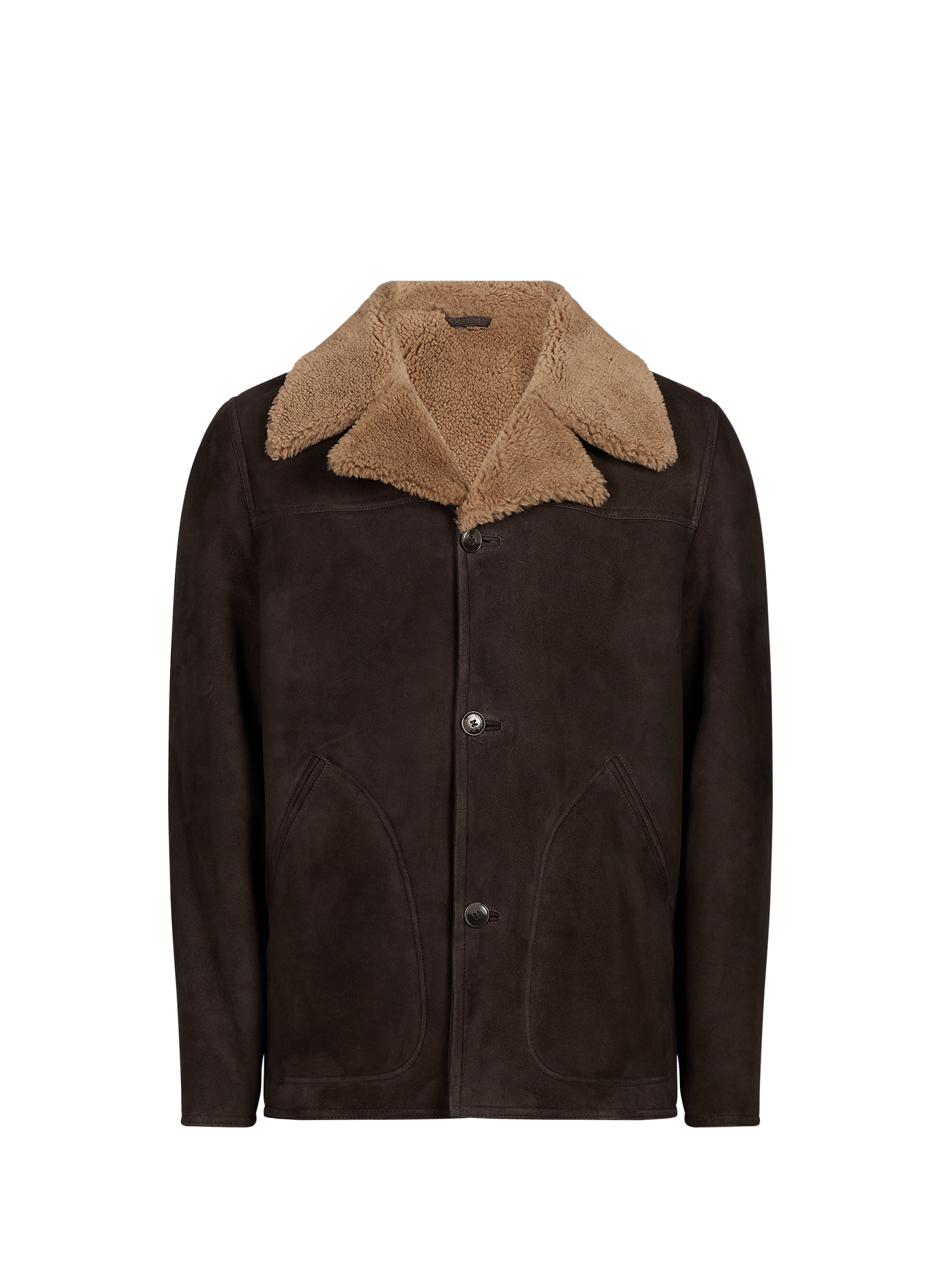 Veste droite col à revers en cuir  CLOSED Marron