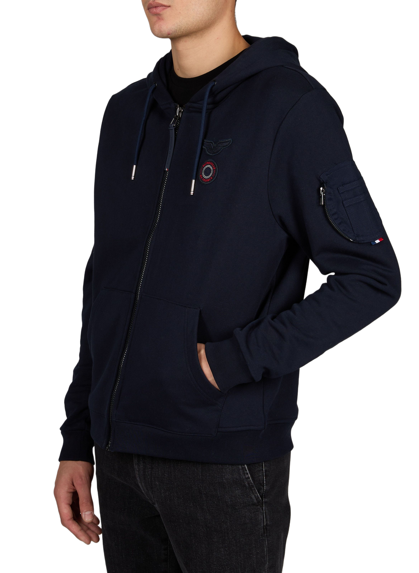 Einfarbiger Hoodie mit Reißverschluss und Kapuze PATROUILLE DE FRANCE X REDSKINS Blau