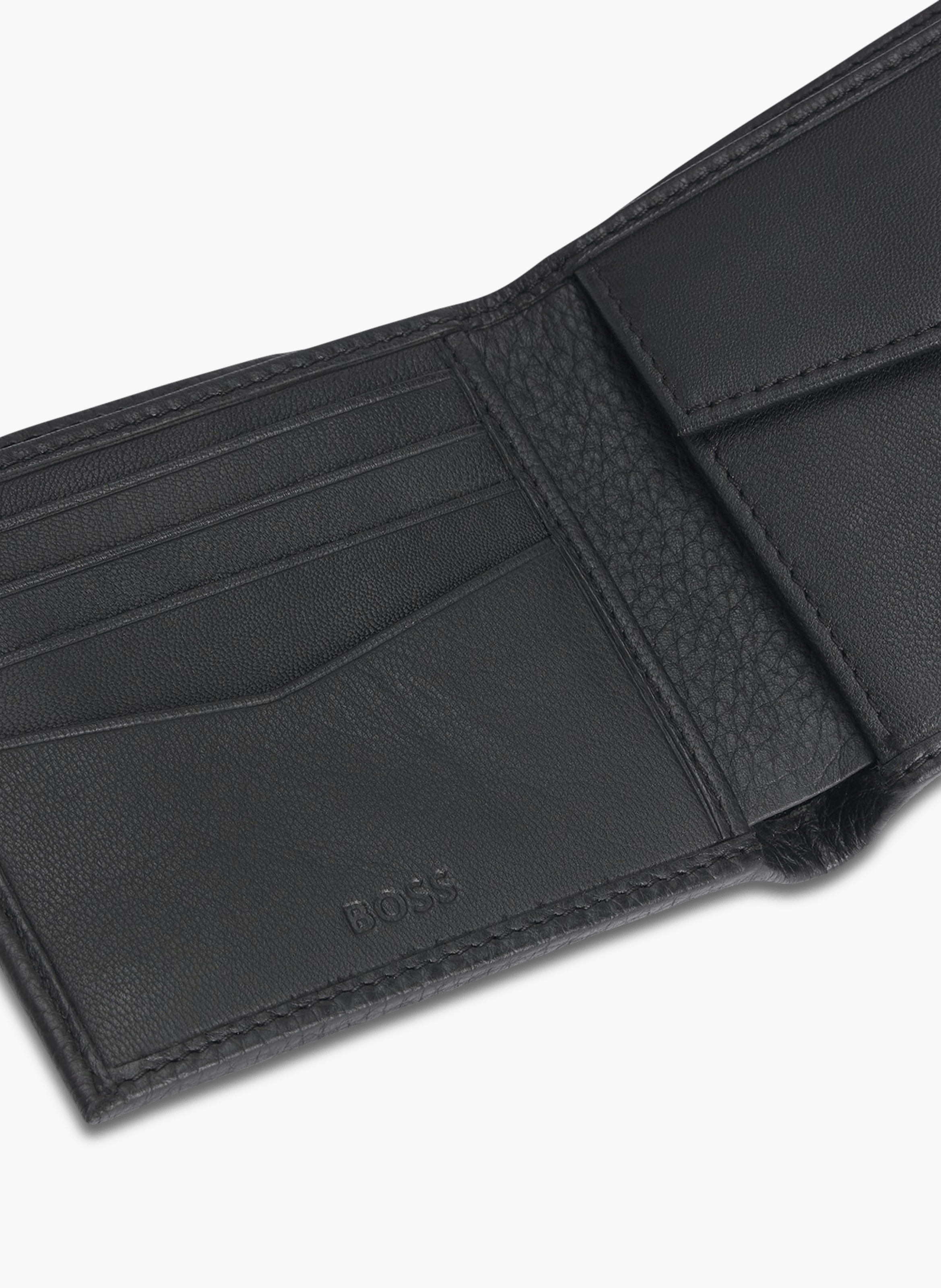 Portefeuille en cuir BOSS Noir