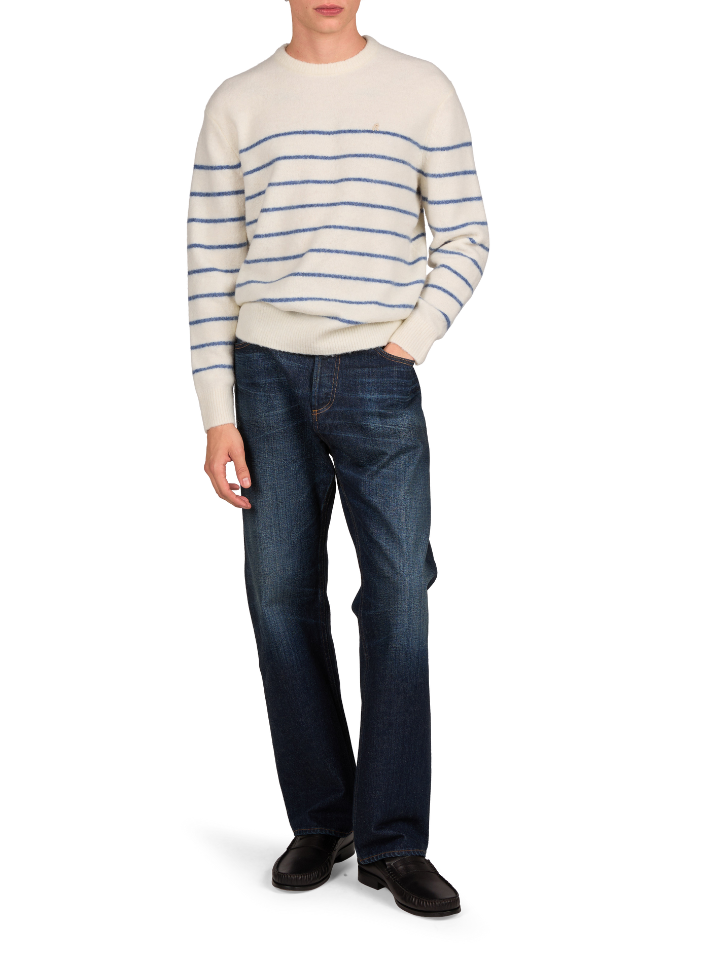 Round neck sweater in mixed wool stripes REPLAY Beige