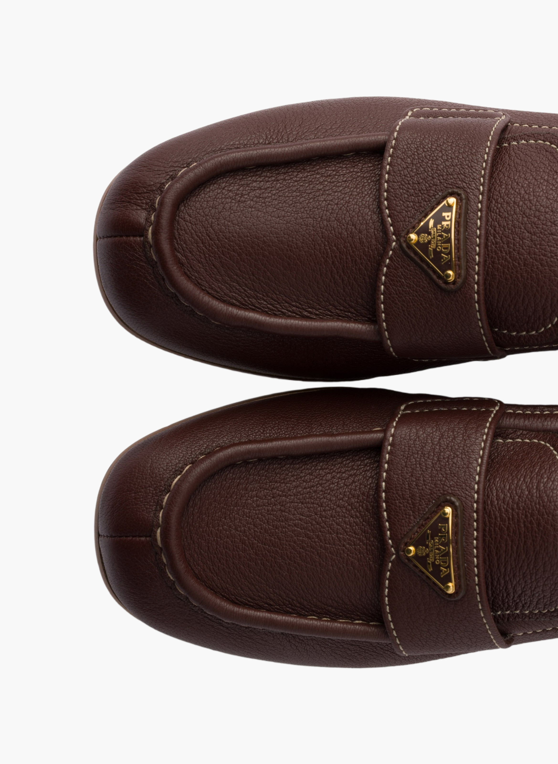 Mocassins en cuir PRADA Marron