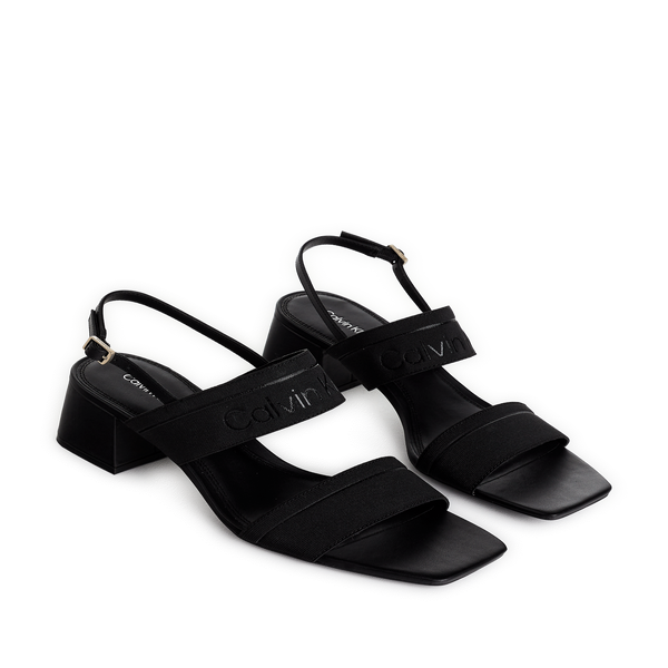 Shop Calvin Klein Recycled Polyester Heeled Sandals In Black