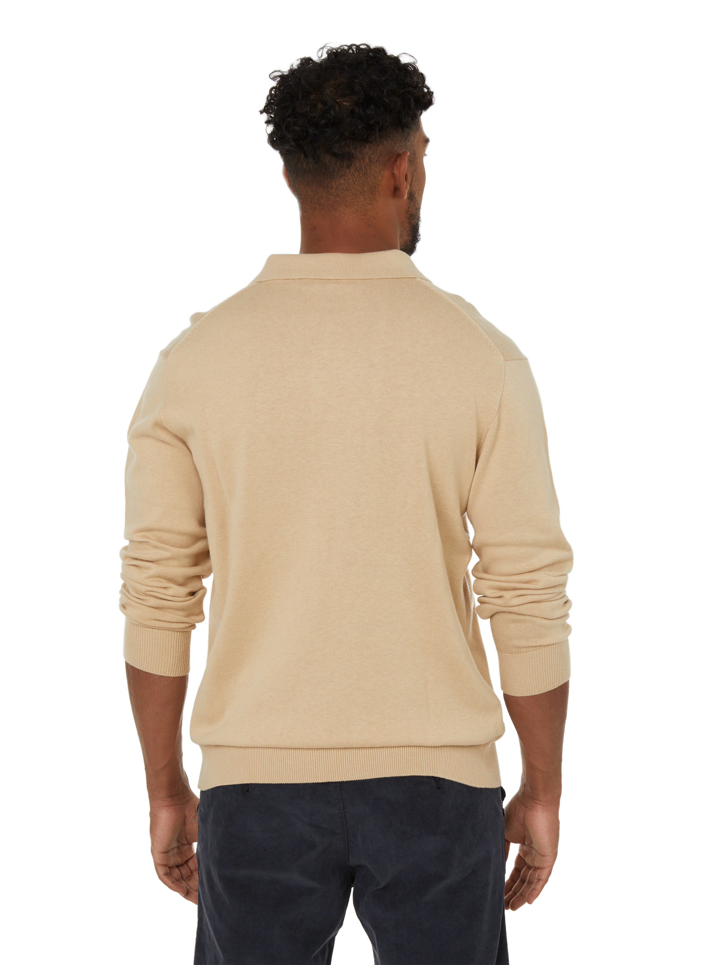 Long-sleeved cotton polo shirt  ESPRIT Beige