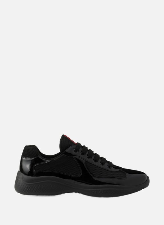 Sneakers prada americas cup en cuir verni et tiss Noir by PRADA PRADA Sneakers prada americas cup en cuir verni et tiss Noir