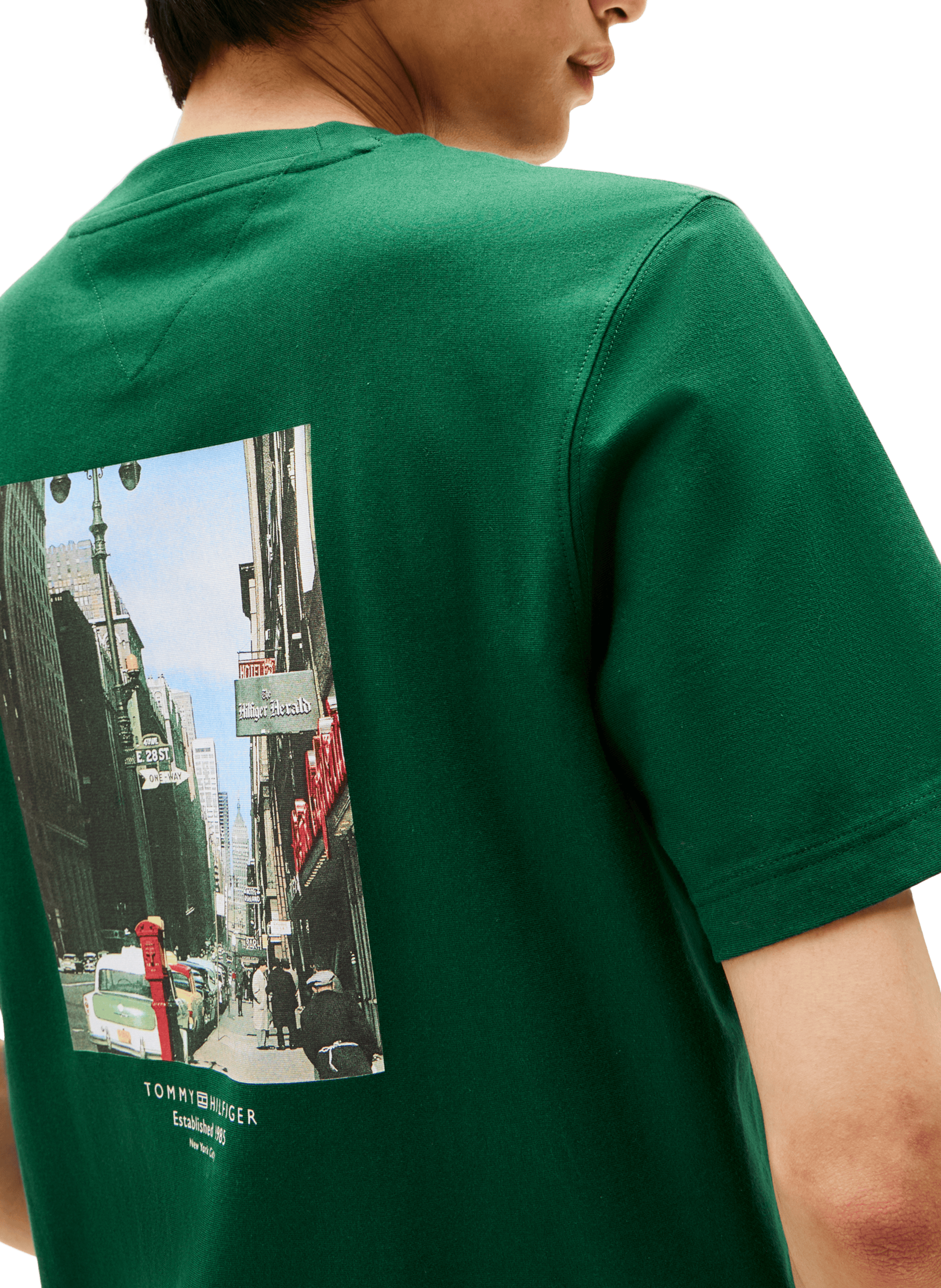 Biker-style cotton t-shirt TOMMY HILFIGER Green