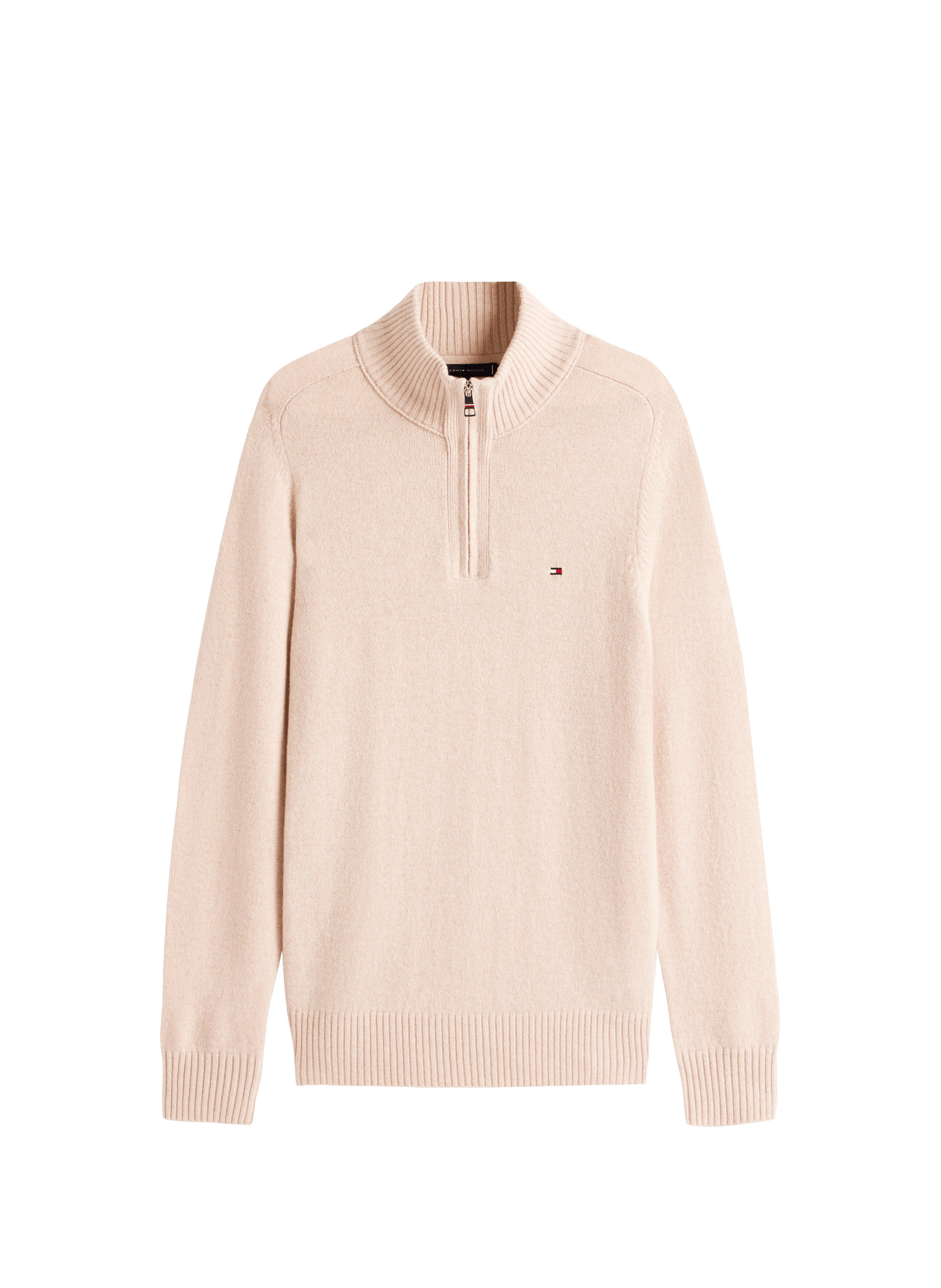 Wool zip-neck jumper TOMMY HILFIGER Beige