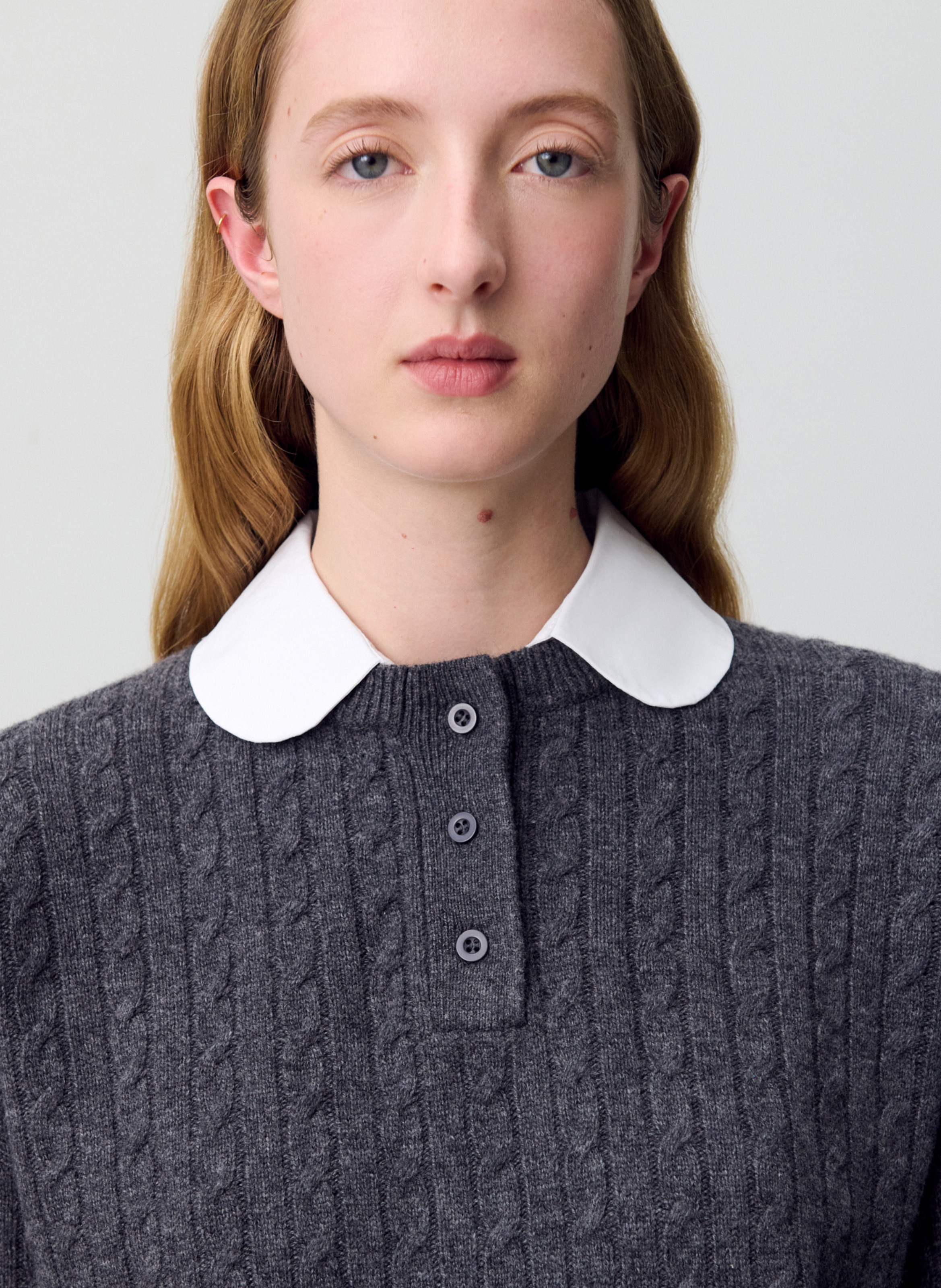 Pull col claudine en laine mélangée CLAUDIE PIERLOT Gris