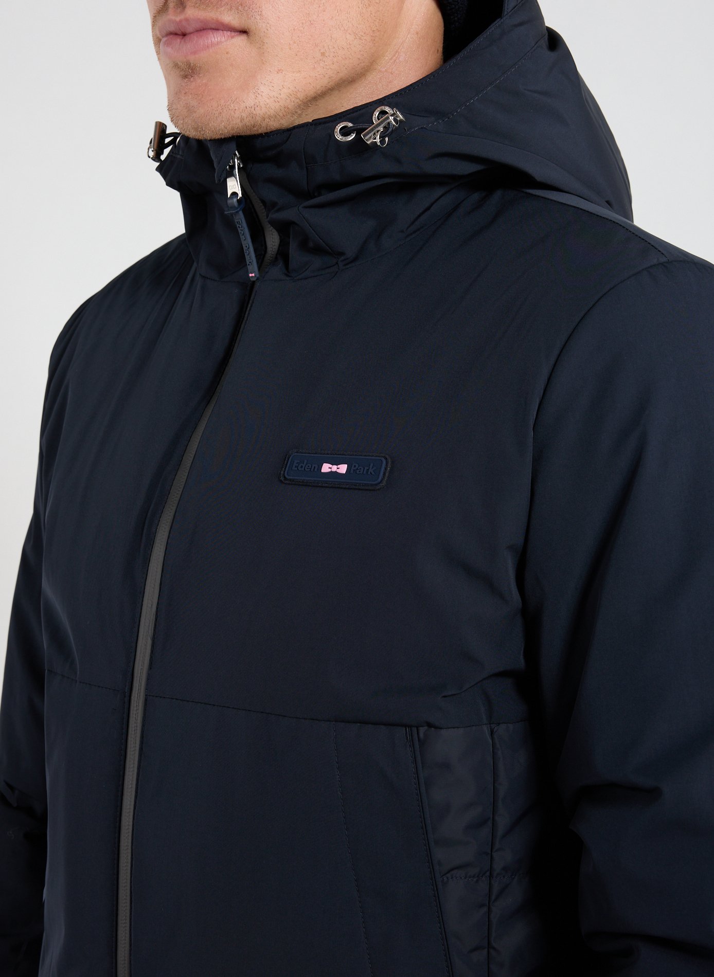 Straight hooded windbreaker jacket EDEN PARK Blue