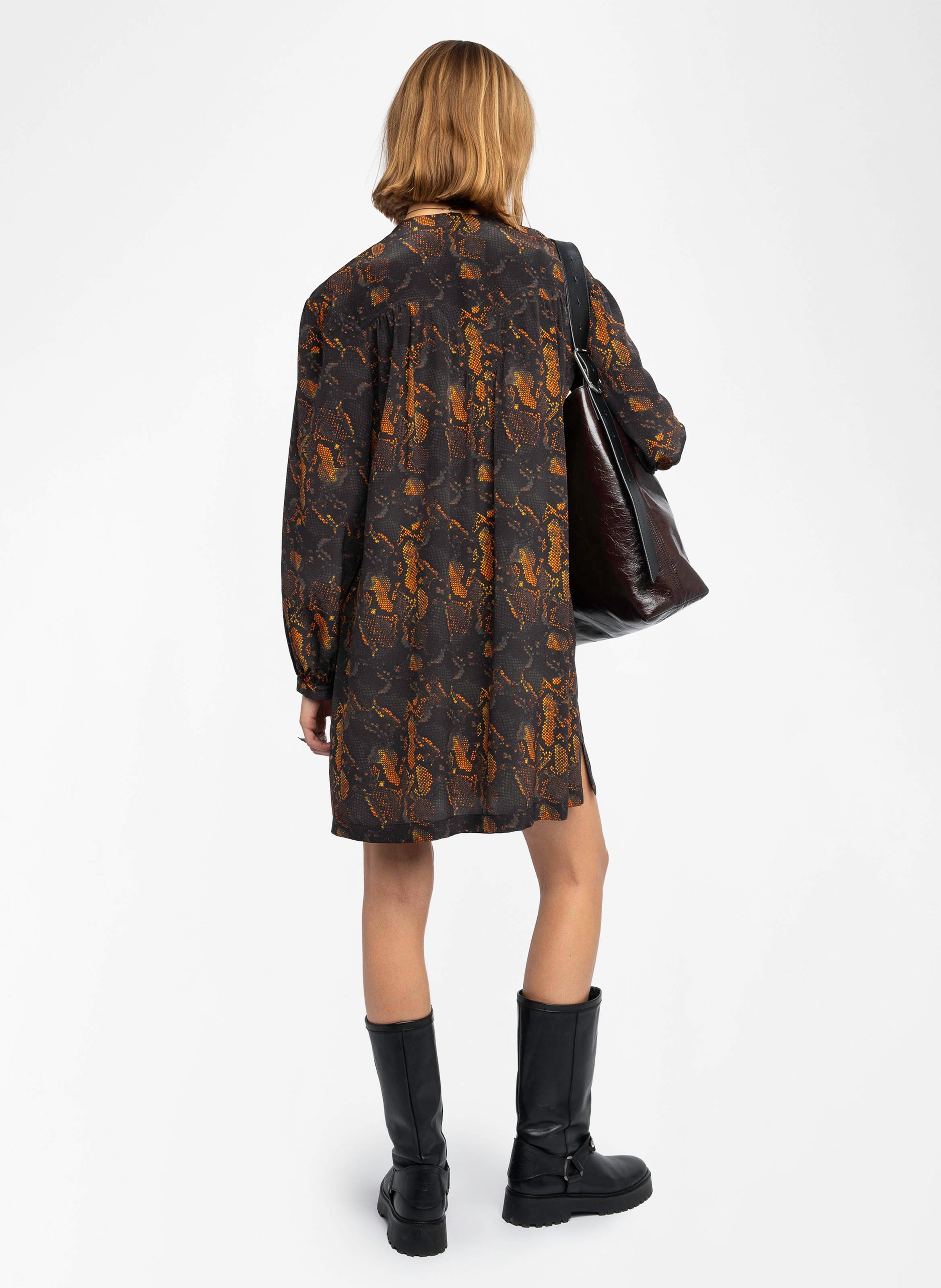 Robe courte droite col v en soie ramela ZADIG&VOLTAIRE Noir