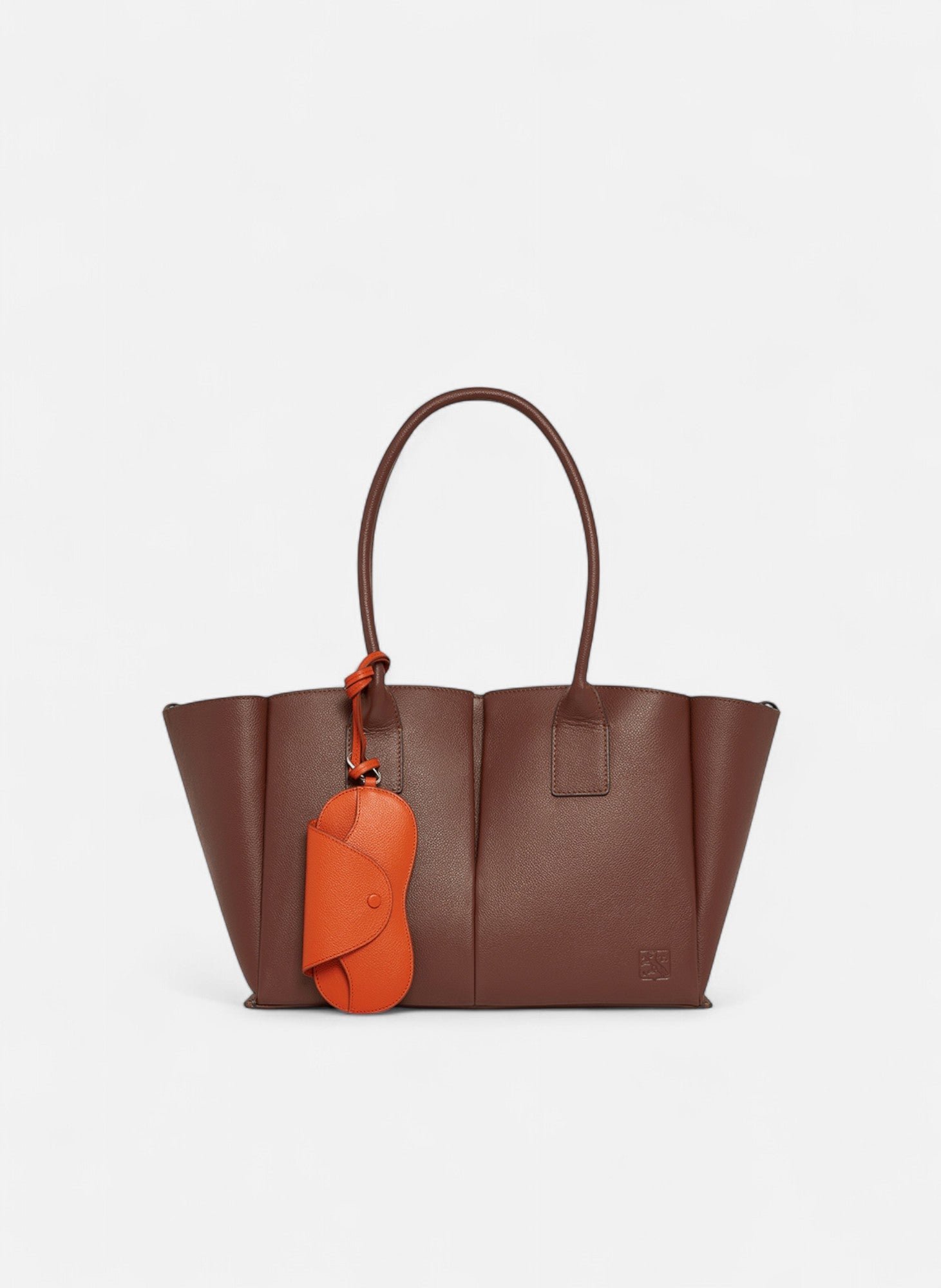 Etui à lunettes charms en cuir grainé LE TANNEUR Orange