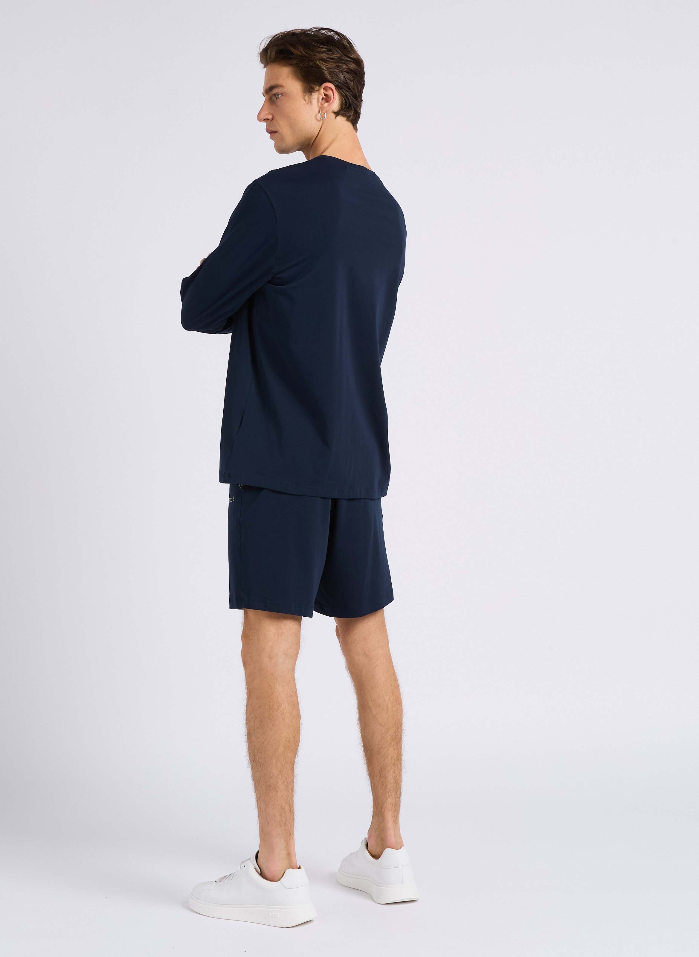 Short de pyjama en coton mélangé BOSS Bleu