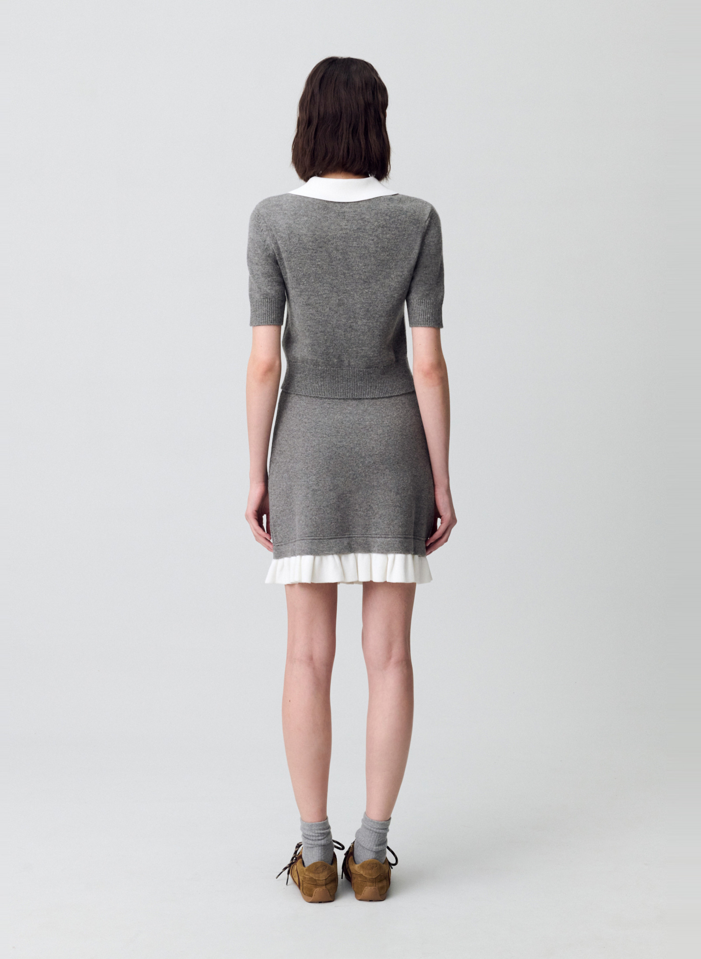 Jupe courte en mailles fines mag CLAUDIE PIERLOT Gris