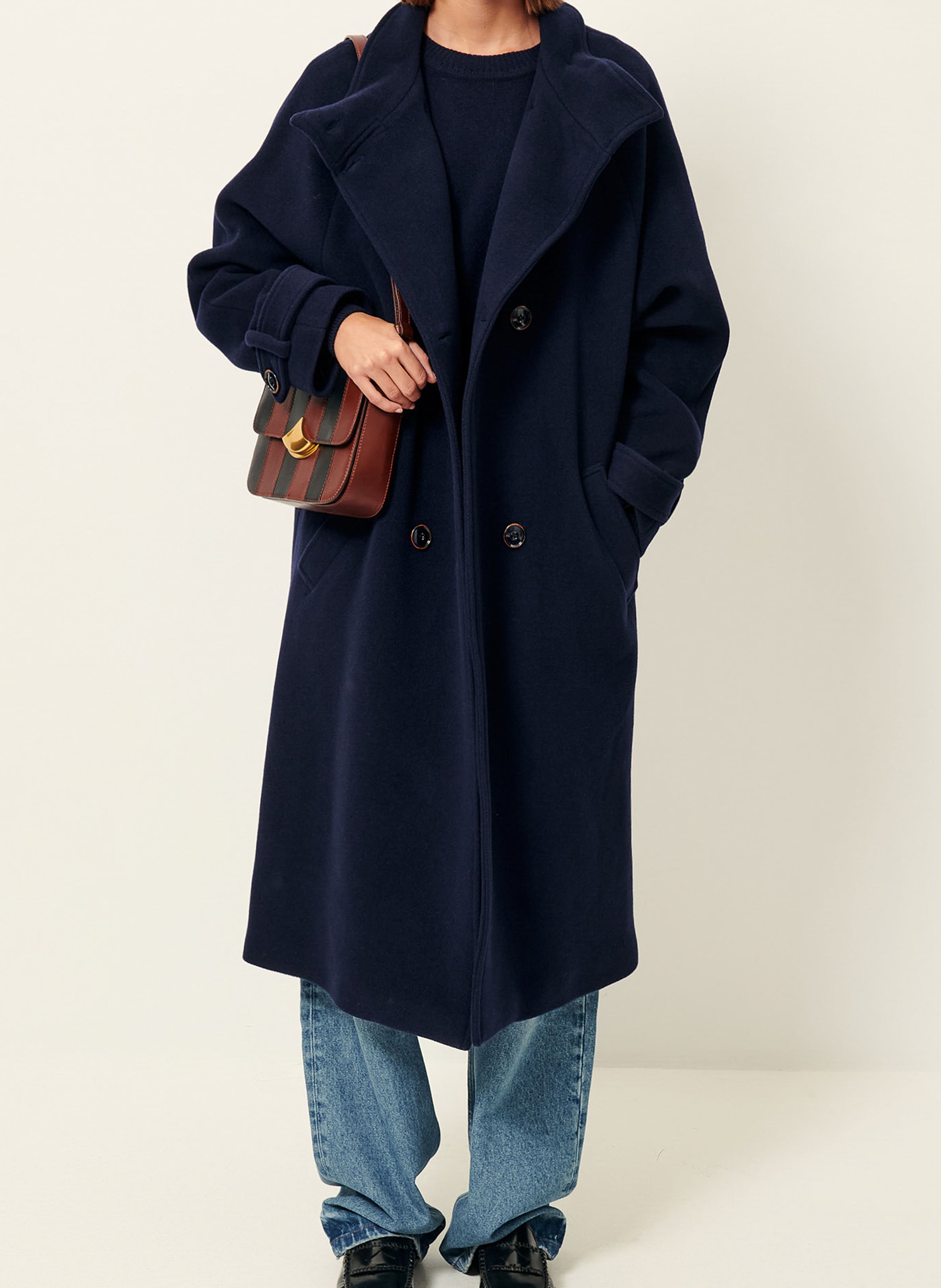 Manteau col montant en laine mélangée bleeckett SESSUN Bleu