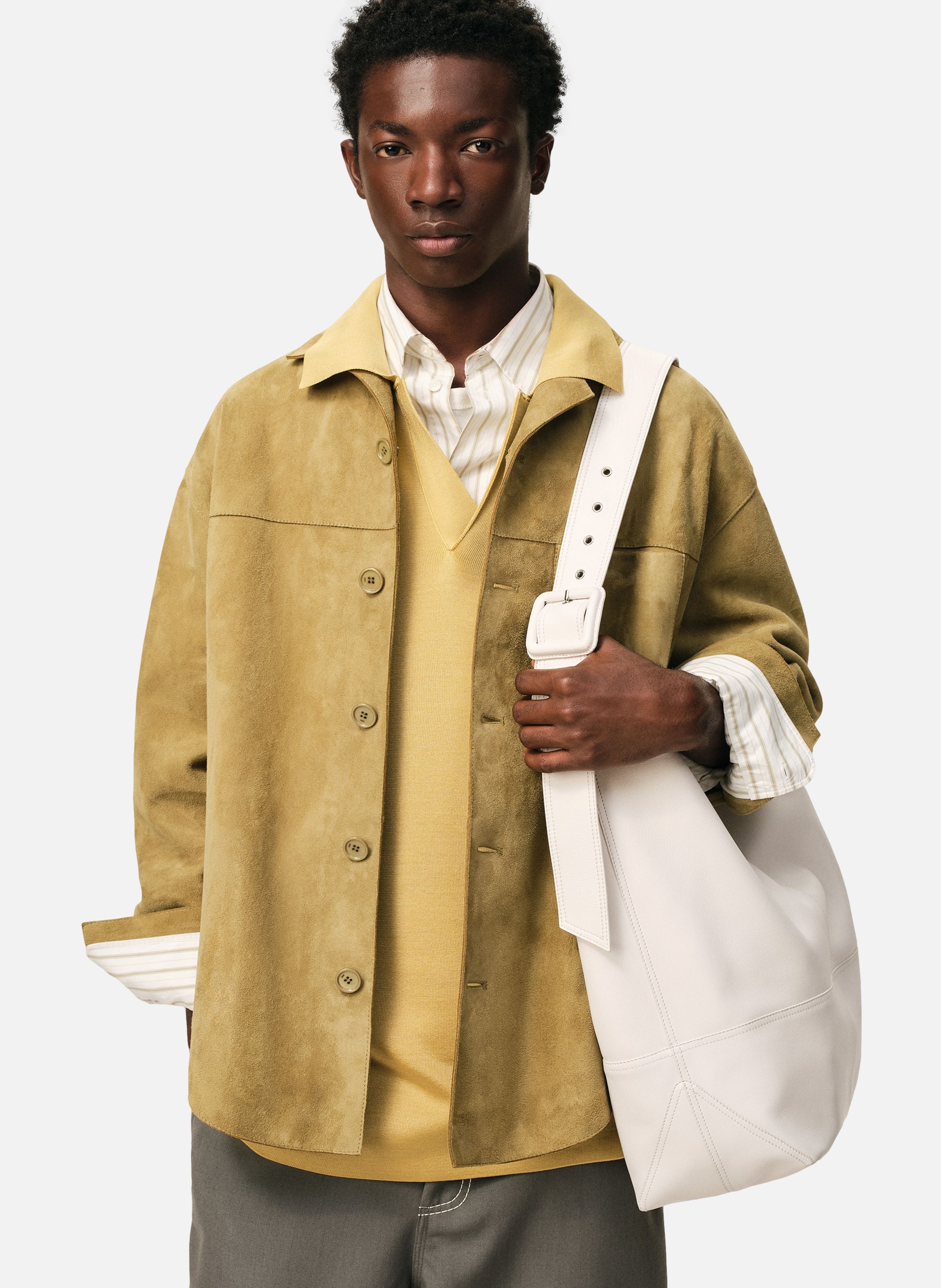 Sac porté croisé etienne unisexe en cuir de taurillon AMI PARIS Blanc