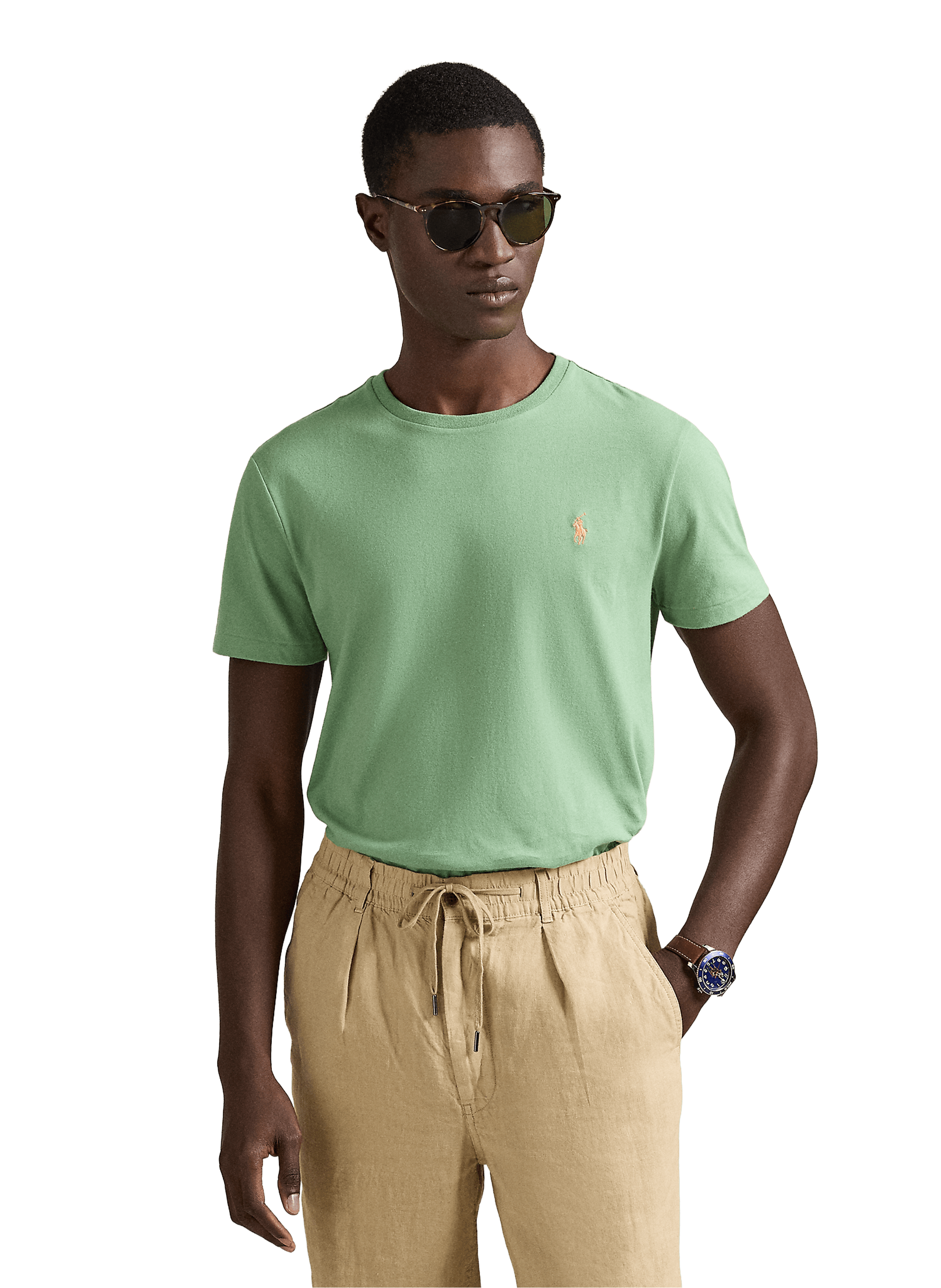T-shirt slim en coton POLO RALPH LAUREN Vert