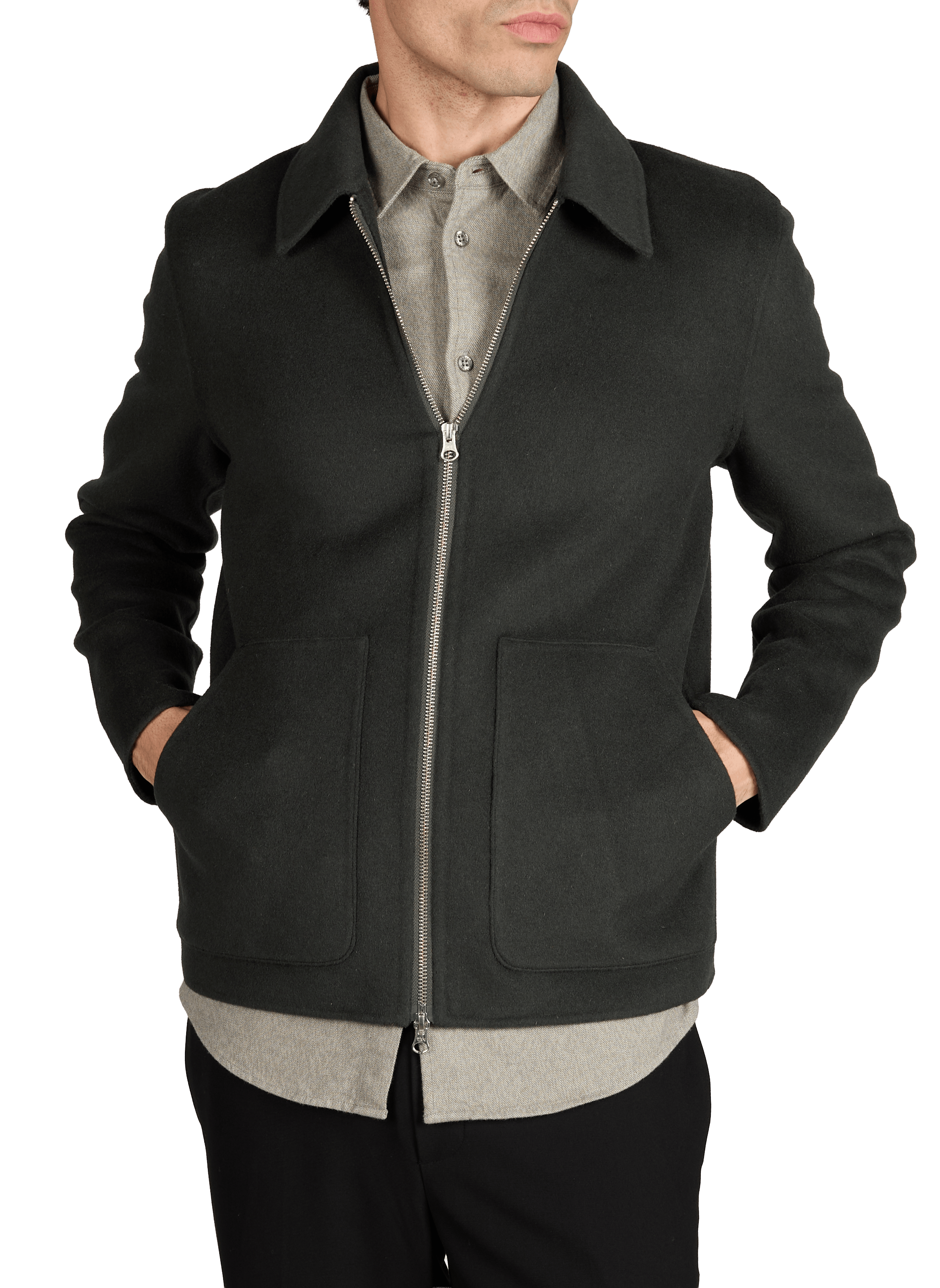 Straight coat with classic collar in blended wool SAMSOE SAMSOE Khaki