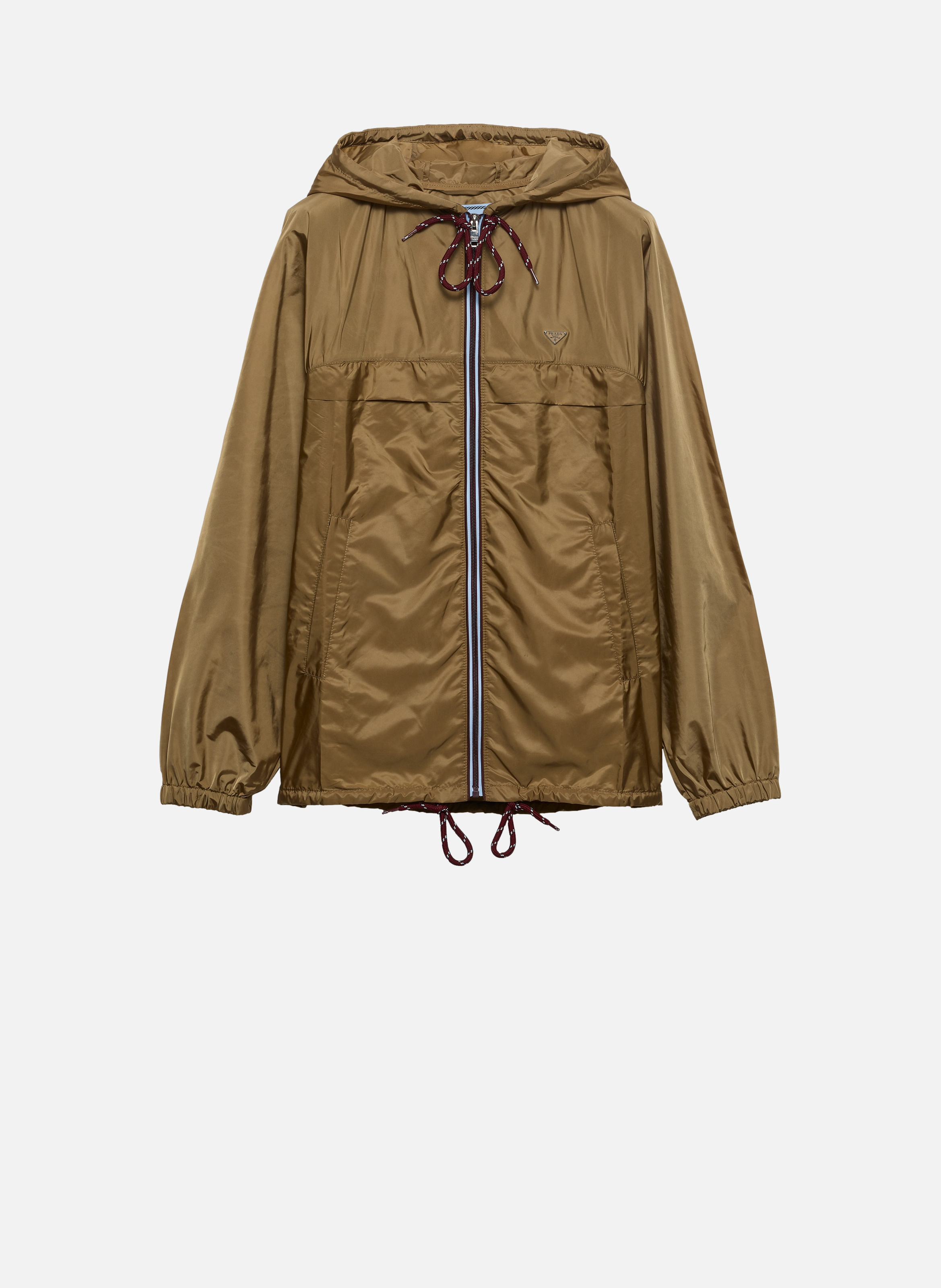 Imperméable à capuche en re-nylon léger PRADA Beige