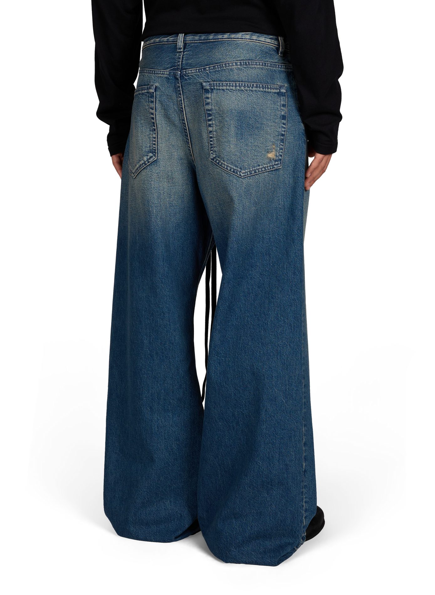 Wide-leg modest jeans in washed cotton denim ANN DEMEULEMEESTER Blue