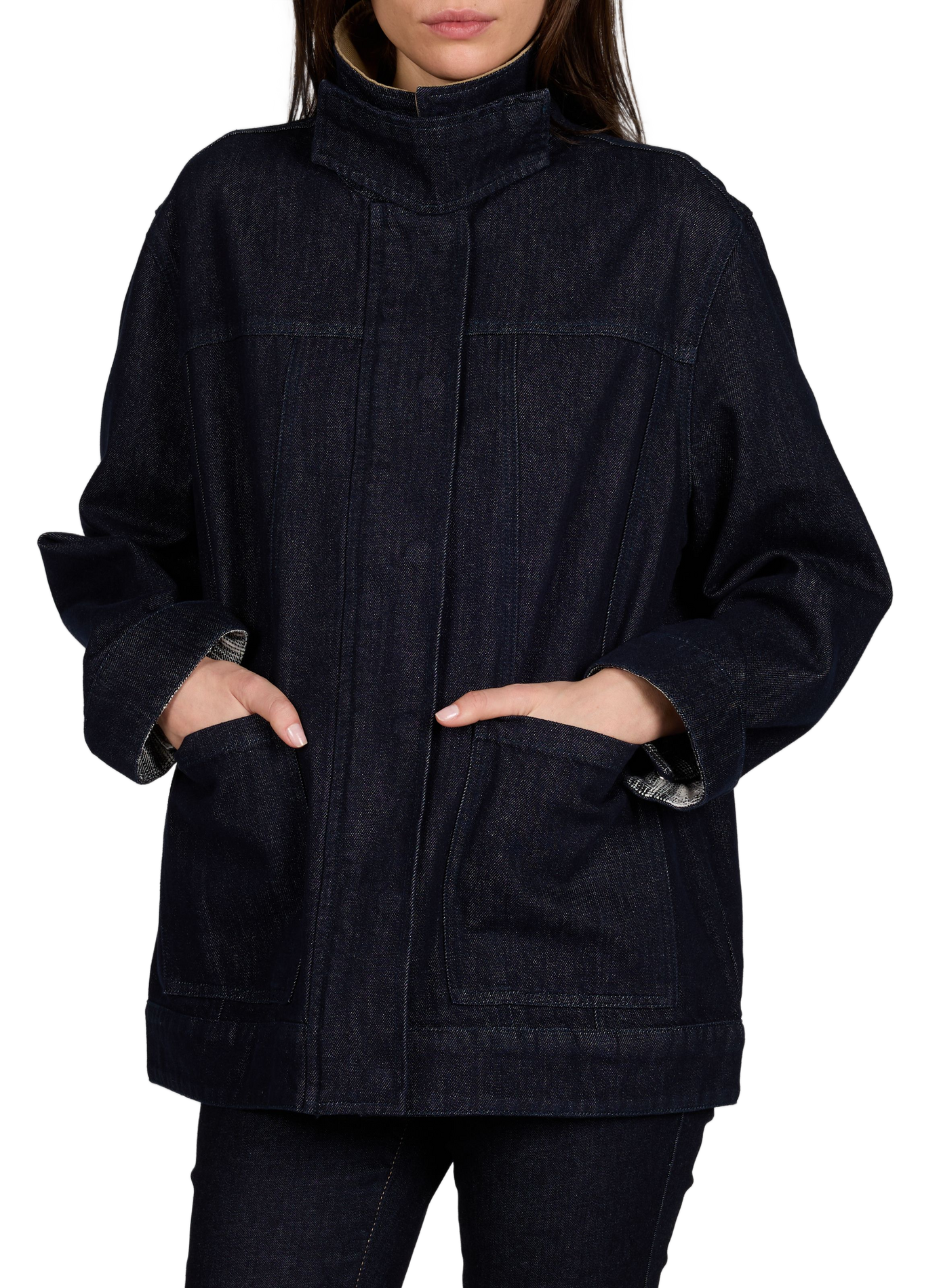 Veste oversize col asymétrique Sirenna en coton mélangé  OBJECT Bleu