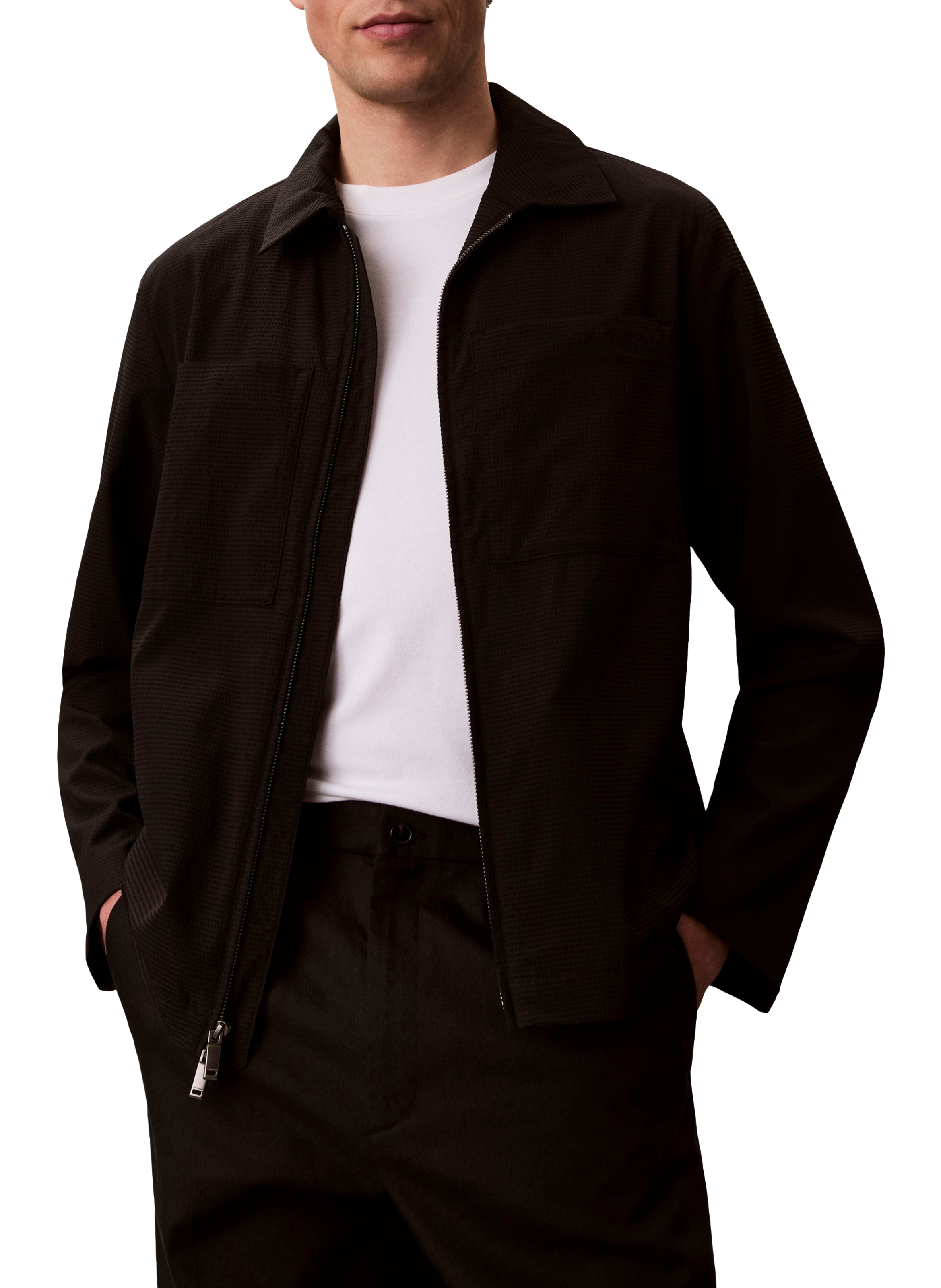 Textured Seersucker Lightweight Jacket CALVIN KLEIN Black