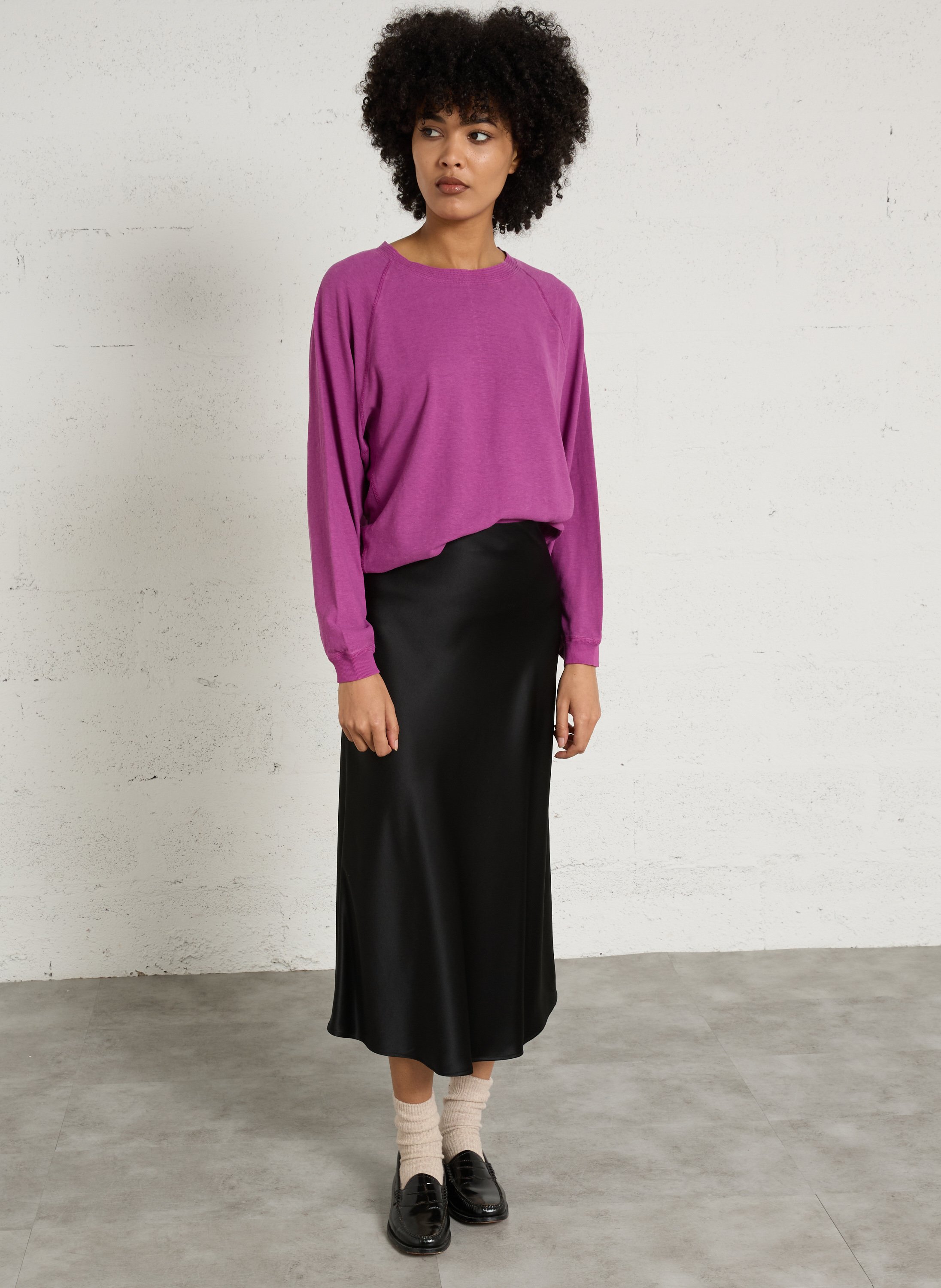 Jupe midi satinée odile MAISON 123 Noir