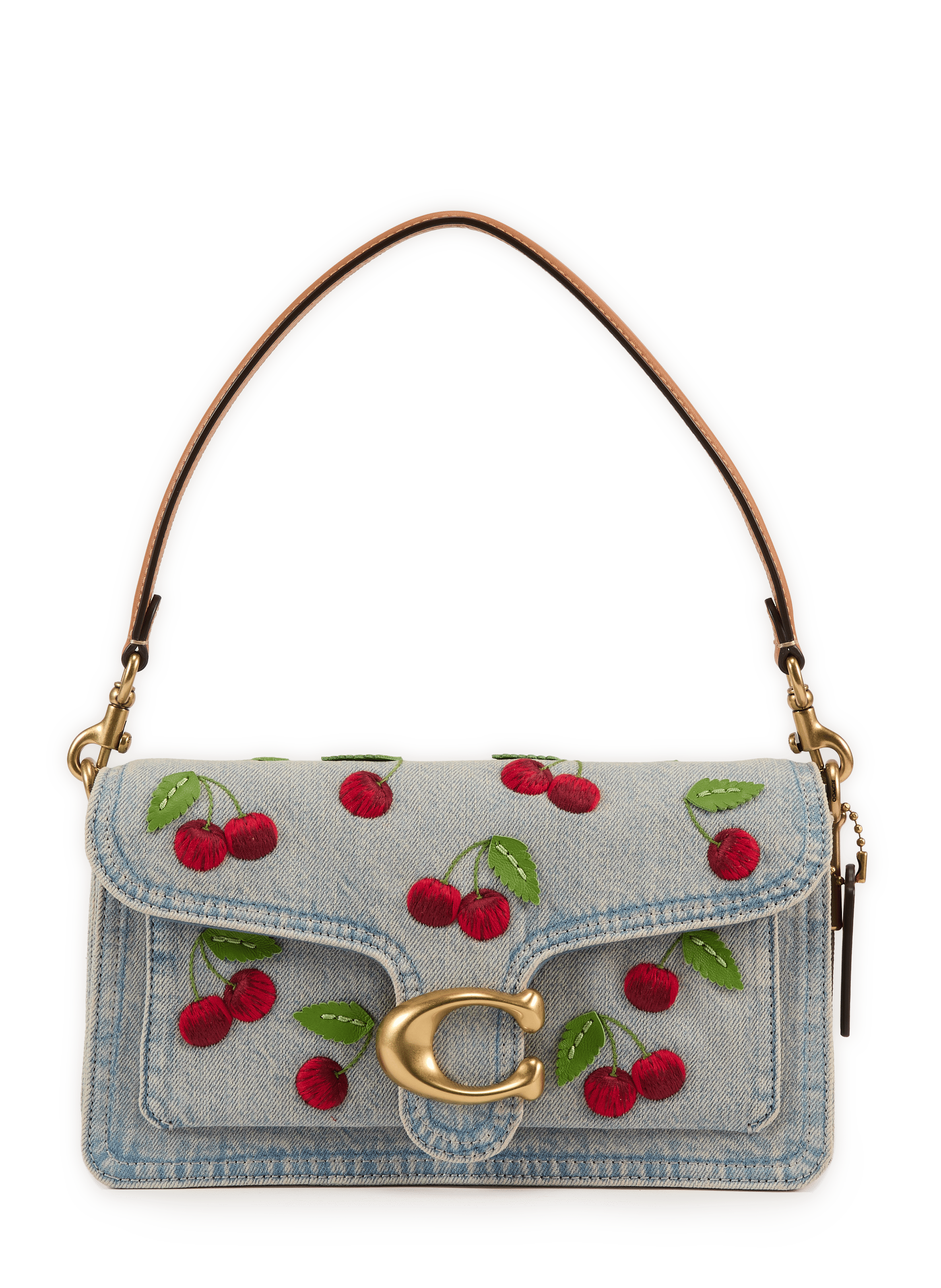 Bolso de mano bordado Tabby 26 en algodón y cuero. COACH Azul