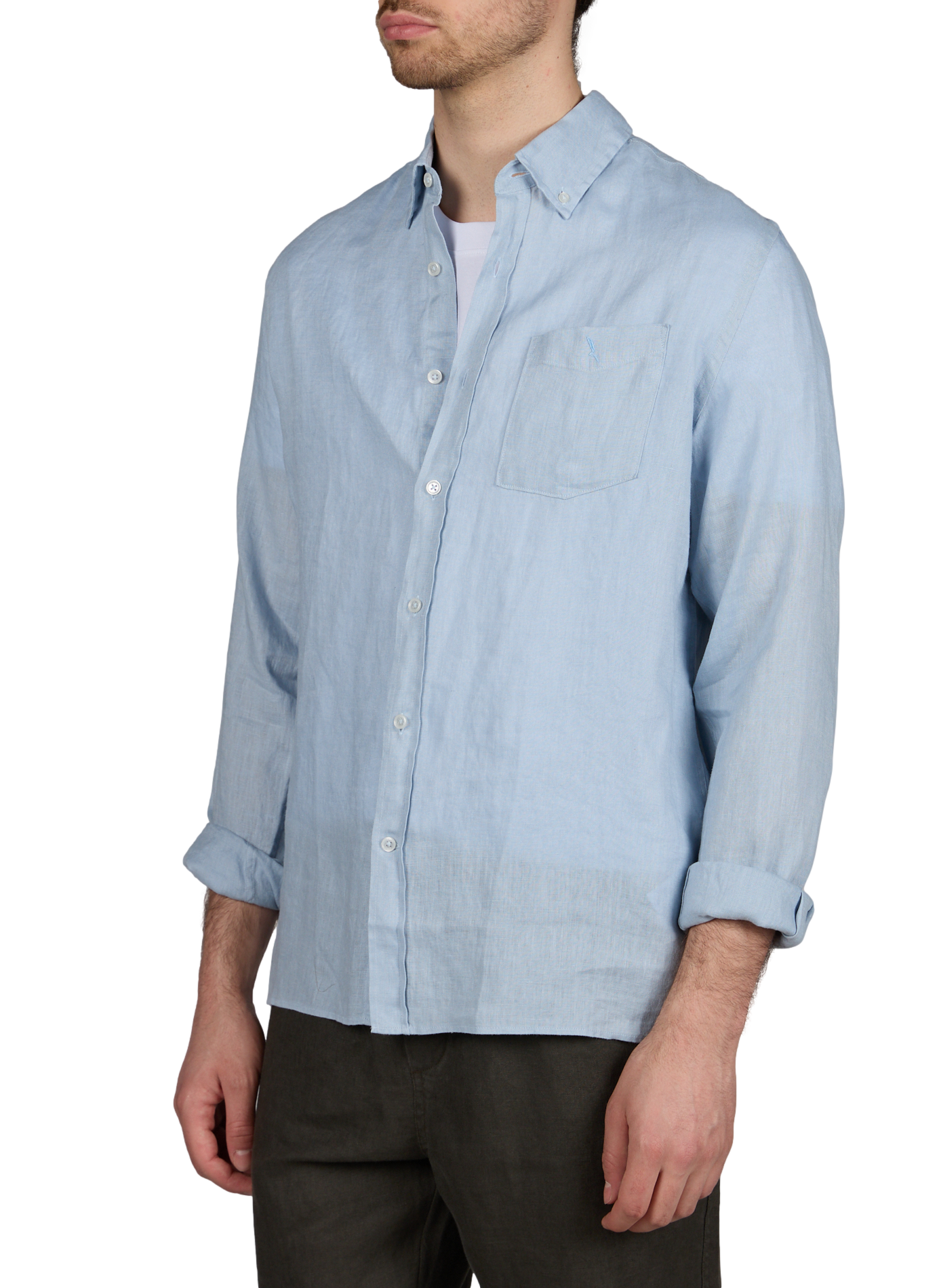 Shirt with American collar in linen AIGLE Blue