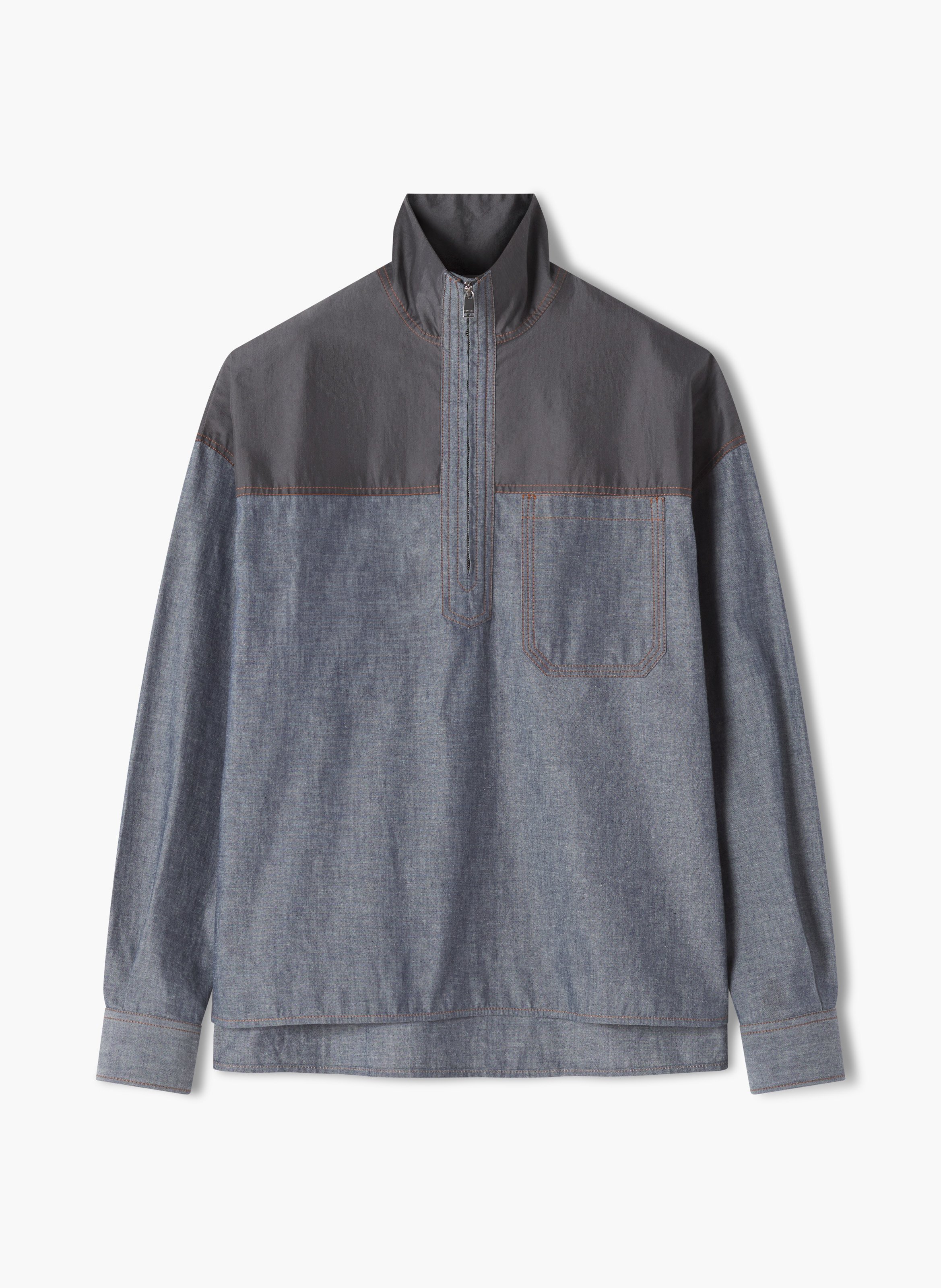 Haut col zippé en chambray LANVIN Bleu
