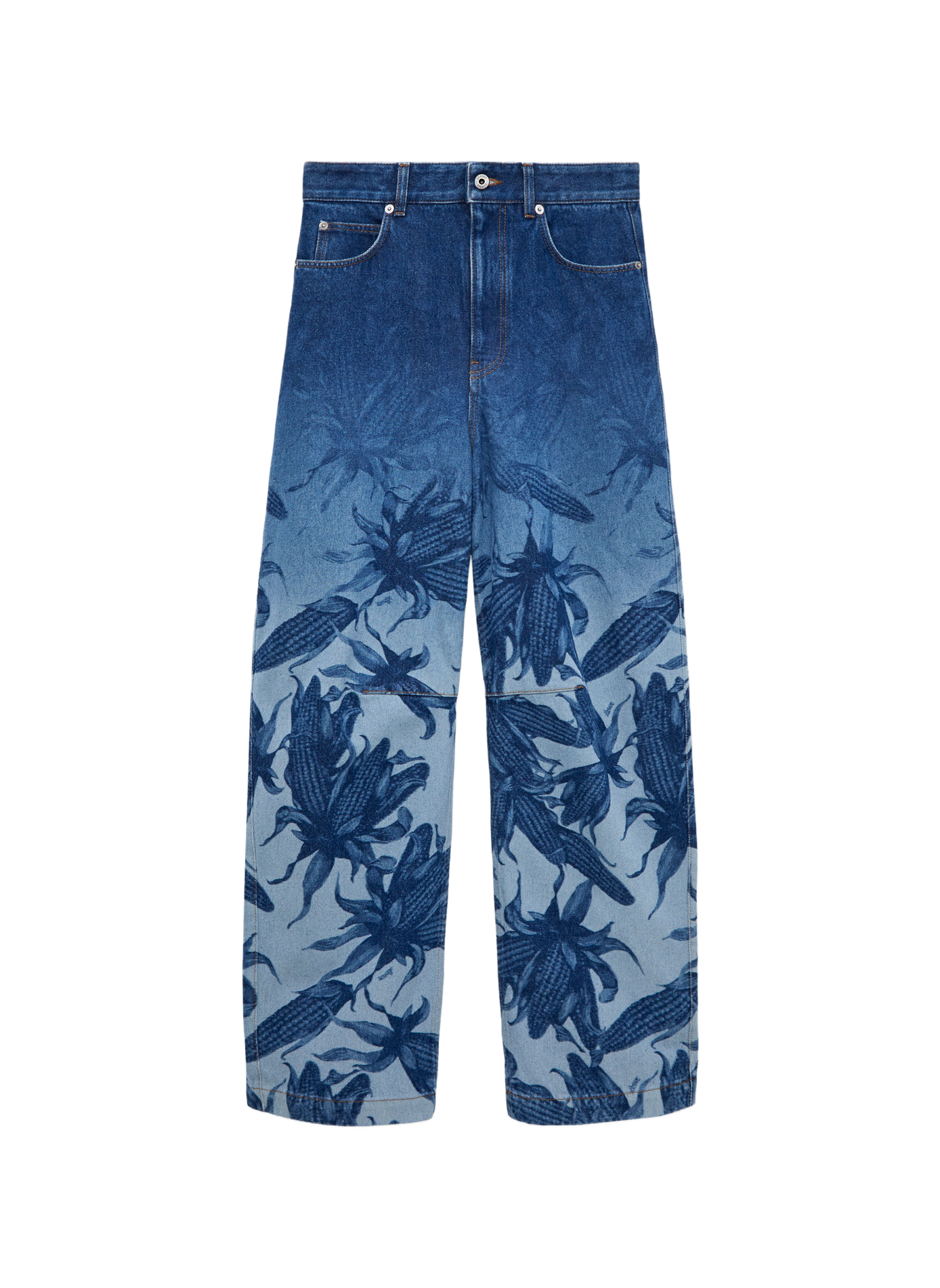 Denim cotton printed barrel jeans LOEWE Blue