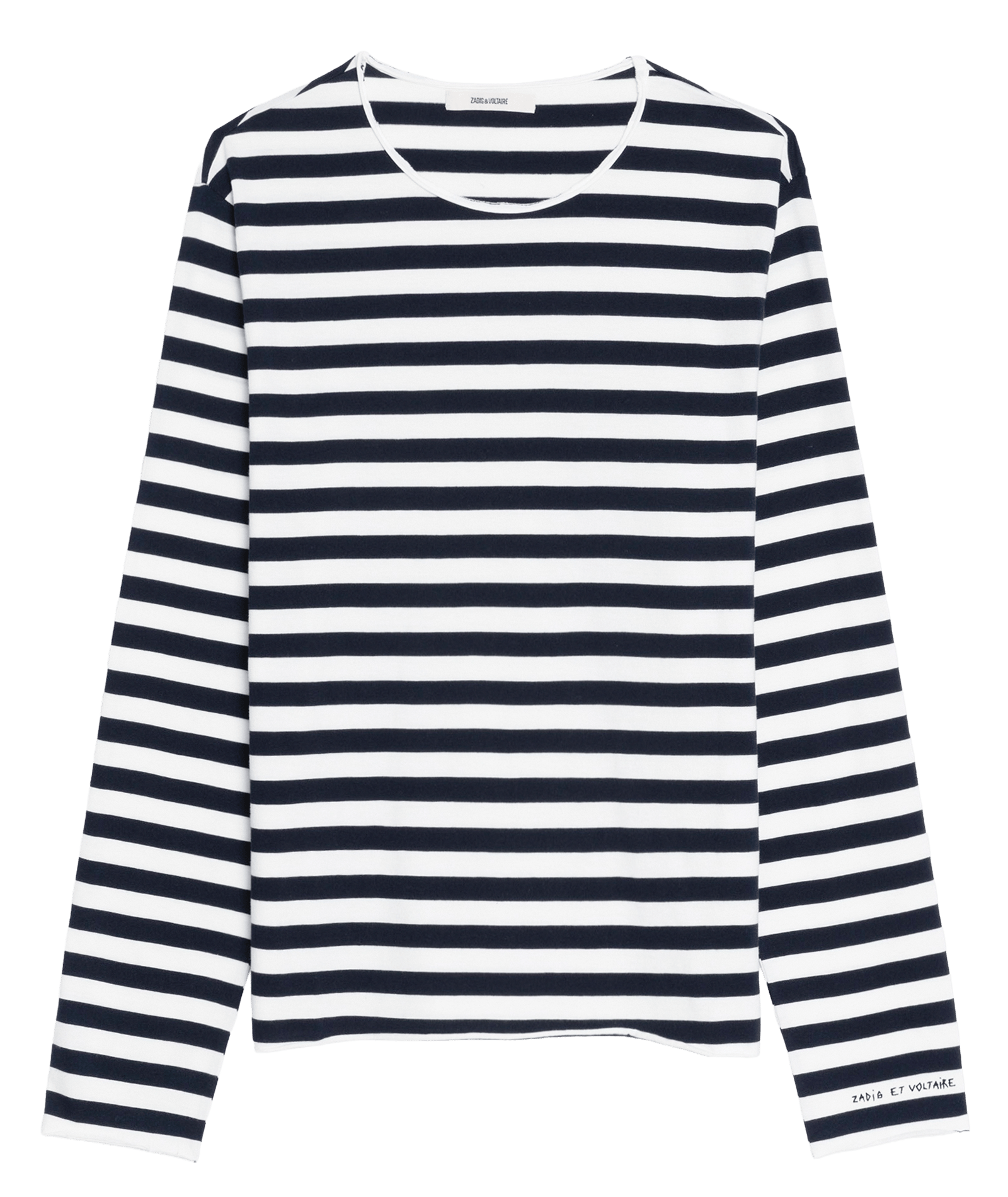 Tee-shirt droit col rond rayé en coton timo ZADIG&VOLTAIRE Bleu