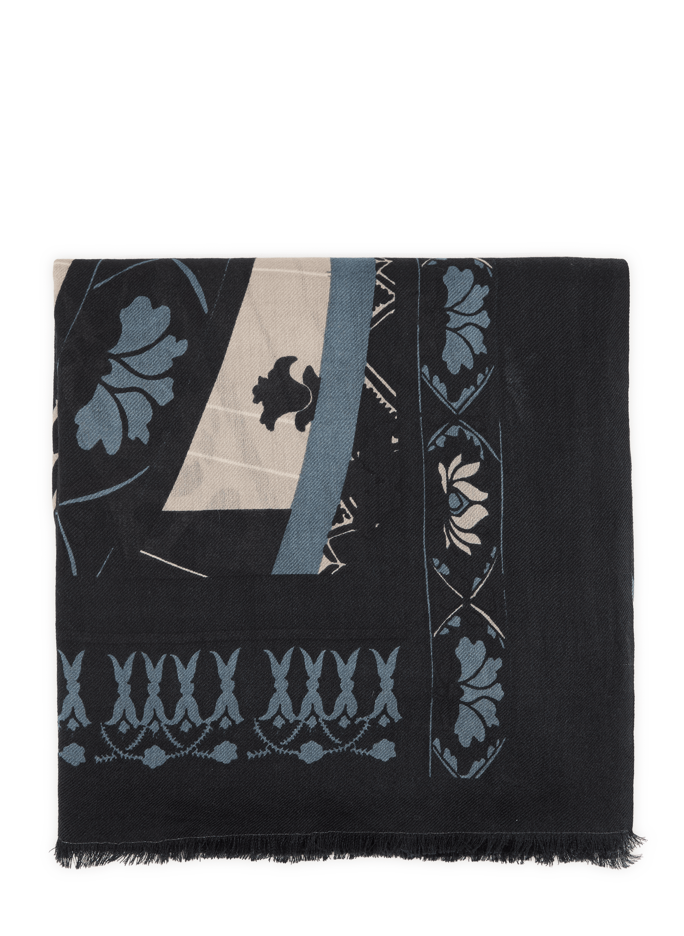 Scarf Under the Parisian Sky in wool and silk PETRUSSE Black
