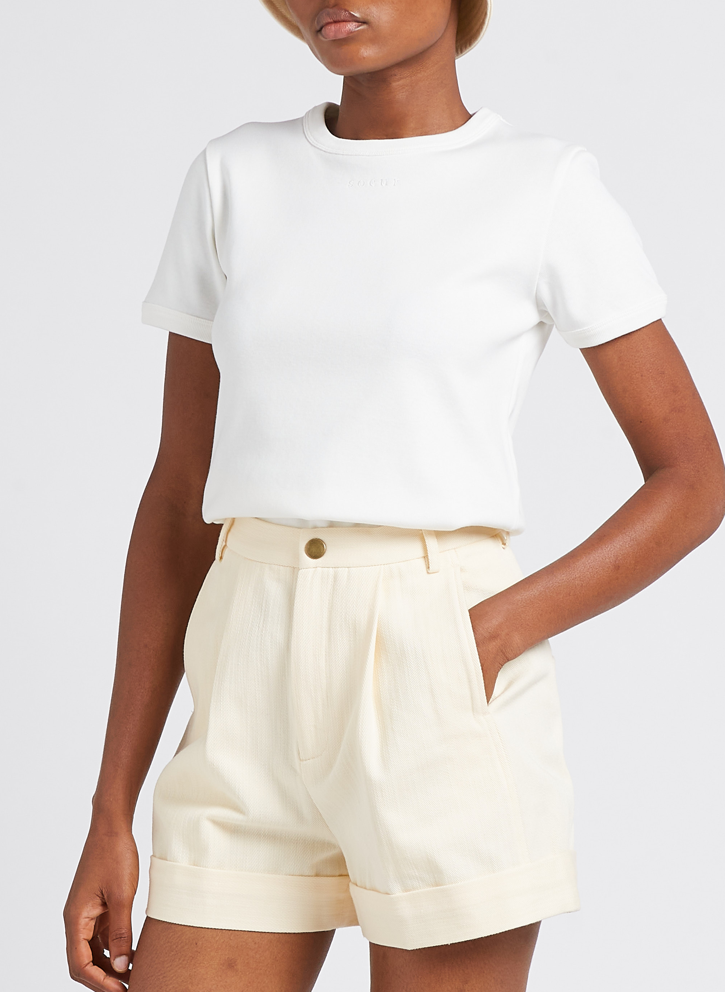 Tee-shirt droit col rond en coton bio aristide SOEUR Blanc