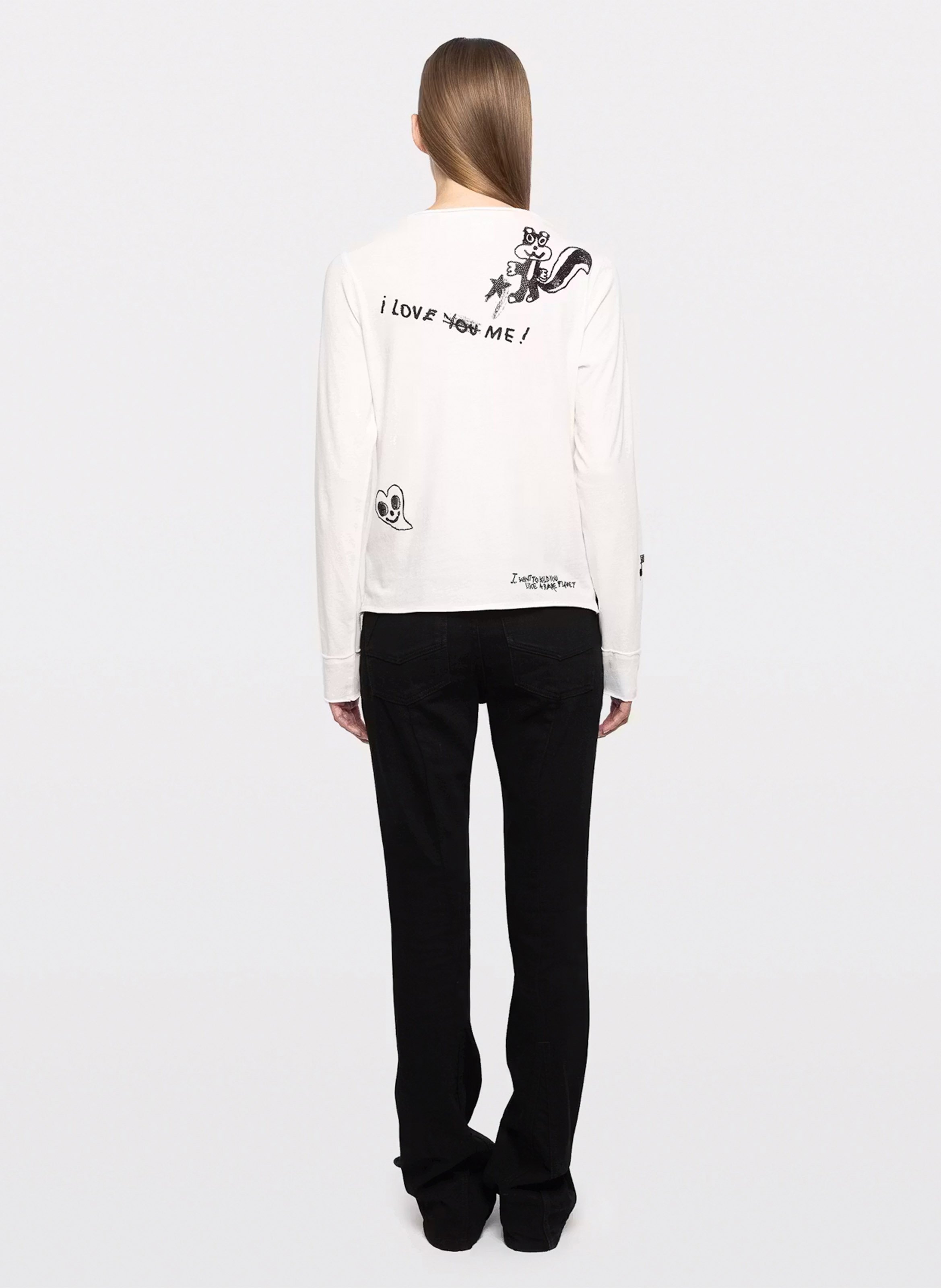 Tee-shirt droit col tunisien en coton ZADIG&VOLTAIRE Blanc