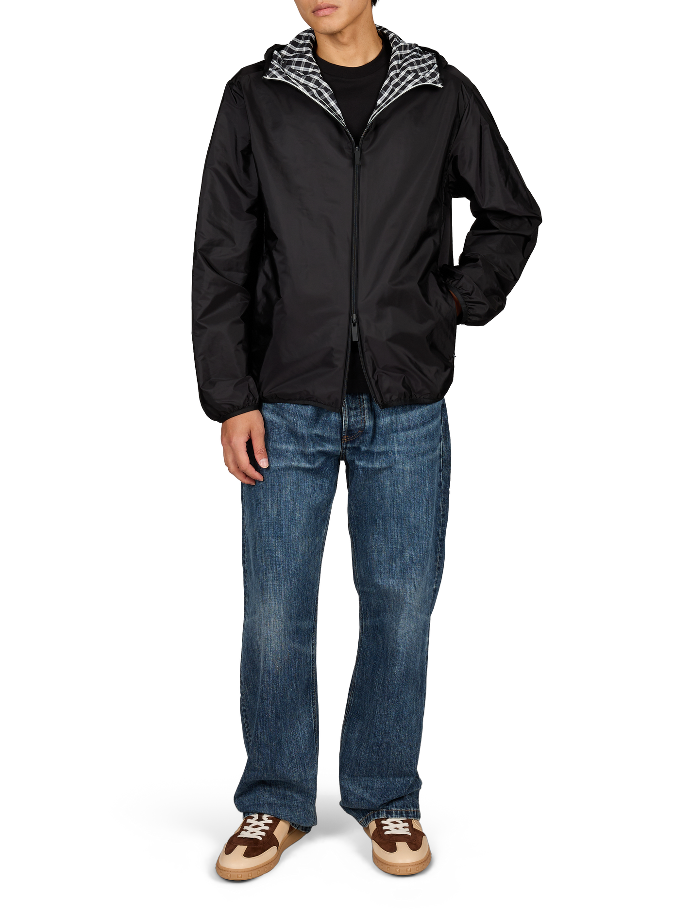 Reversible Vandelli Hooded Jacket with Checkered Interior MONCLER Black