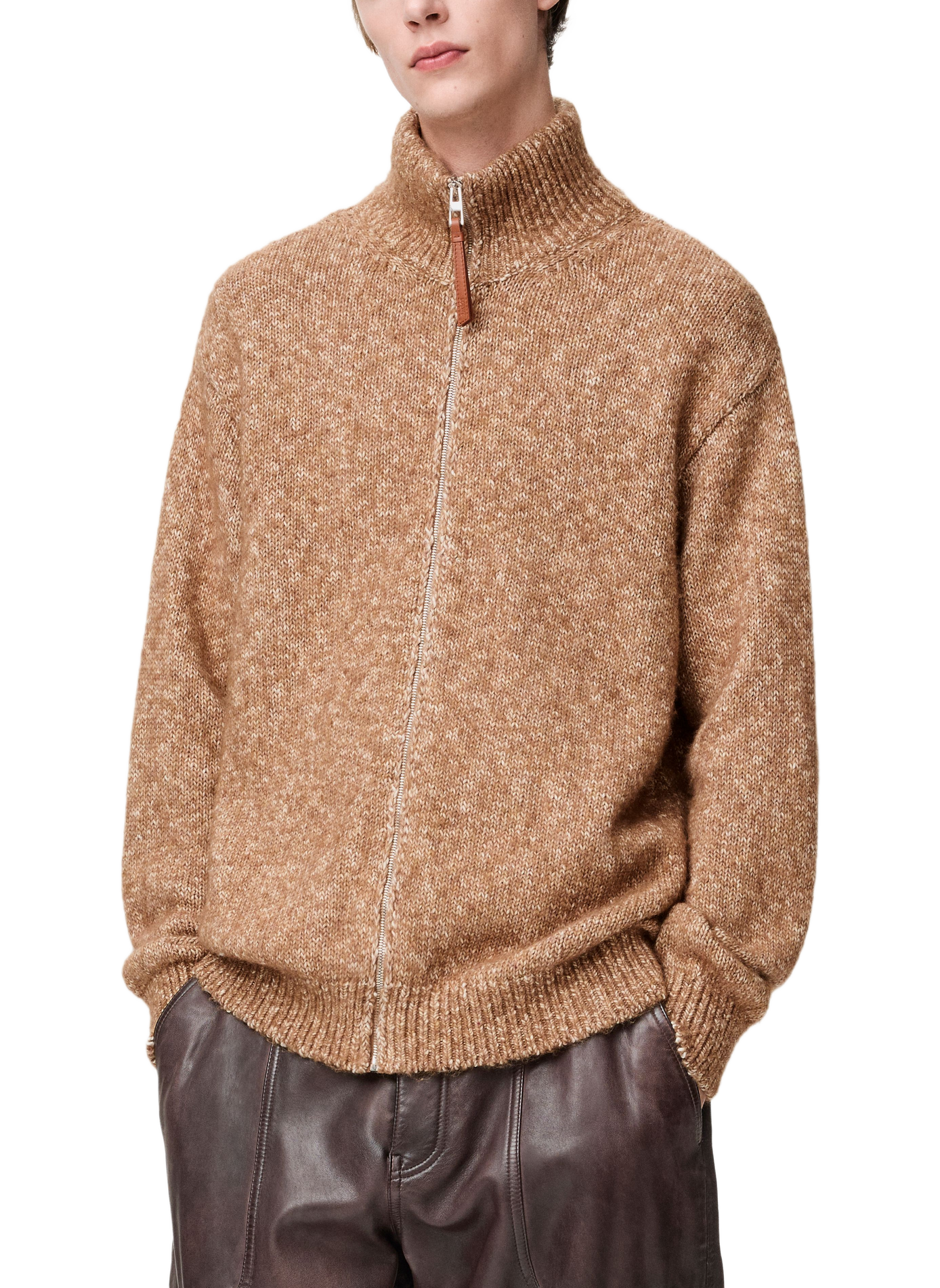 Gestreifter Cardigan aus Baumwolle, Leinen und Wolle LOEWE Beige