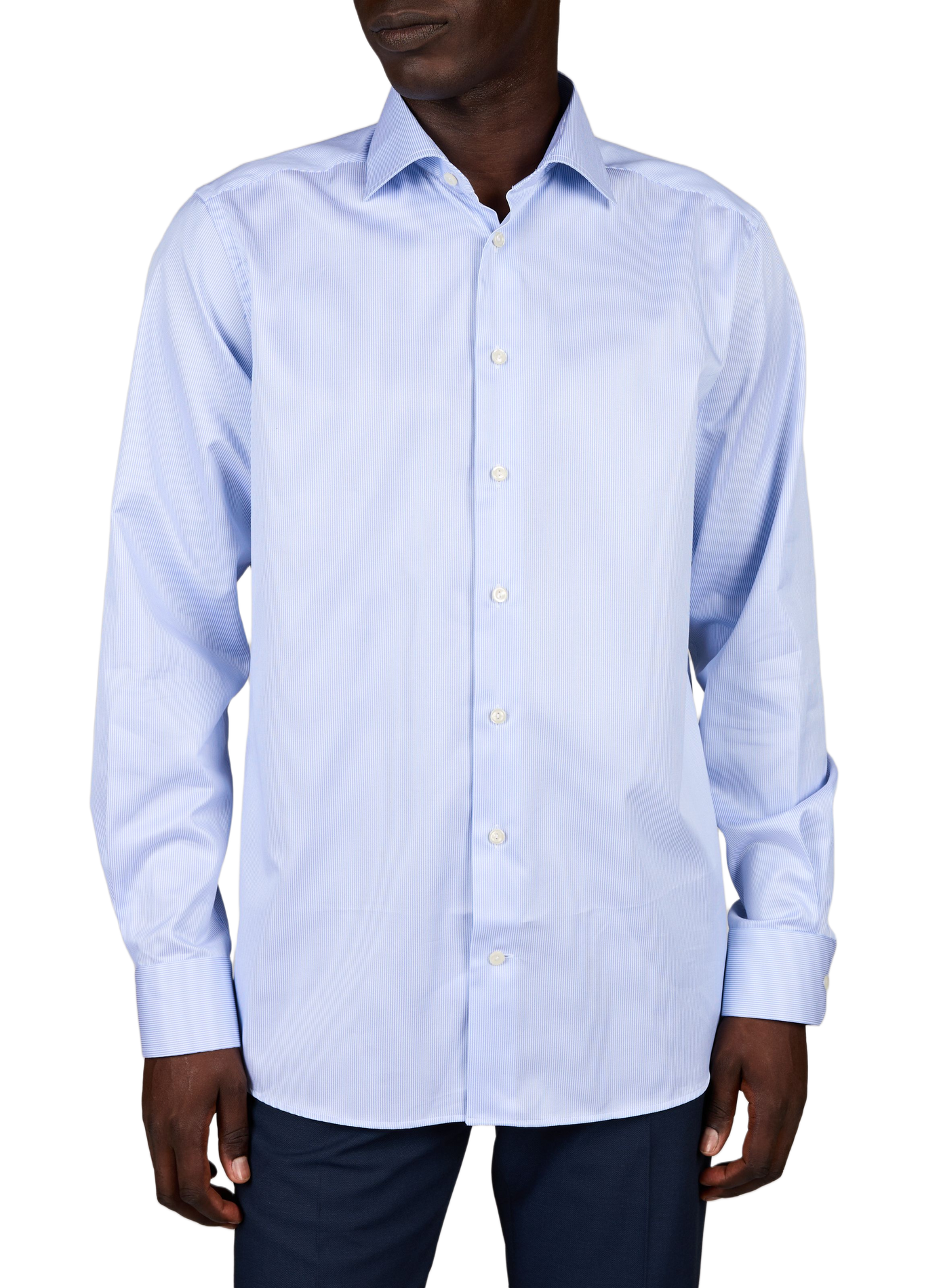 Chemise manches longues rayée en coton ETON Bleu