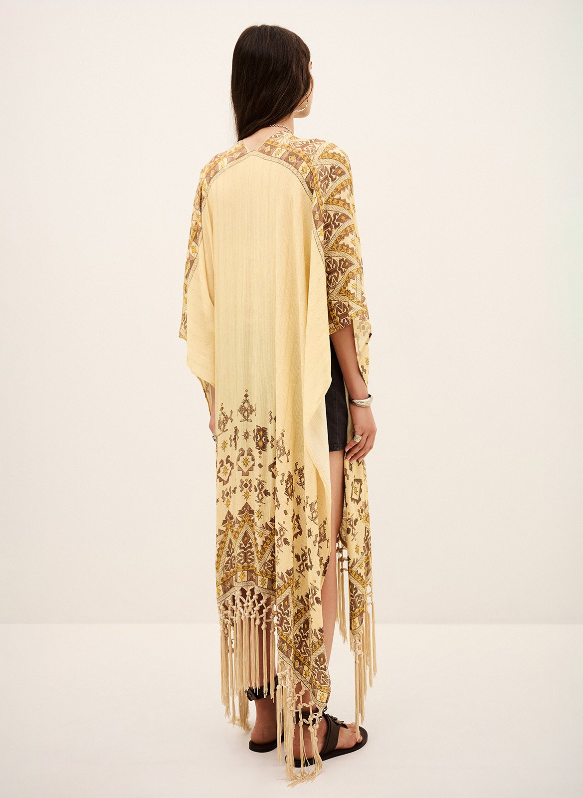 Gedrukte poncho met V-hals Zelma BA&SH Geel
