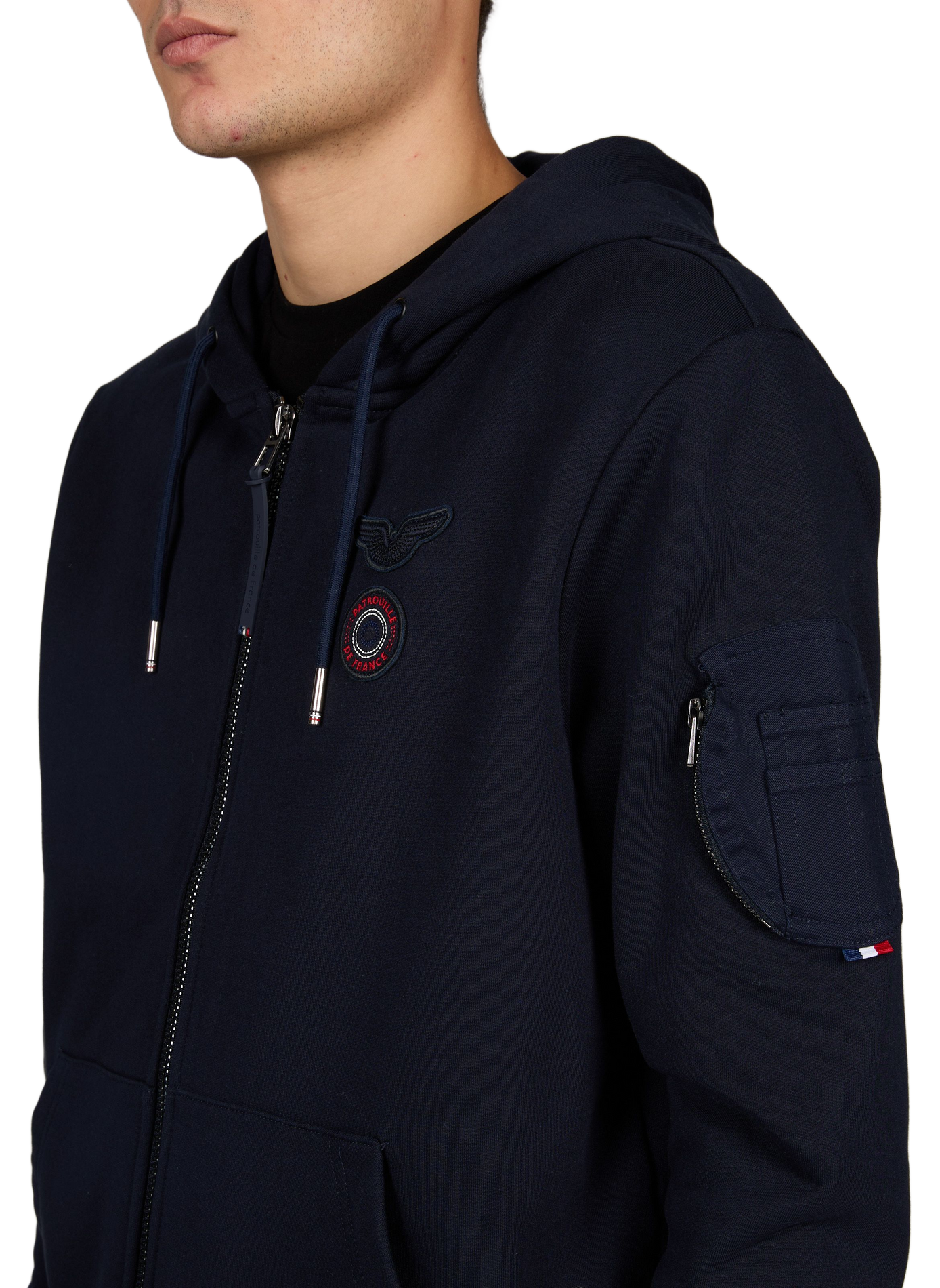 Einfarbiger Hoodie mit Reißverschluss und Kapuze PATROUILLE DE FRANCE X REDSKINS Blau